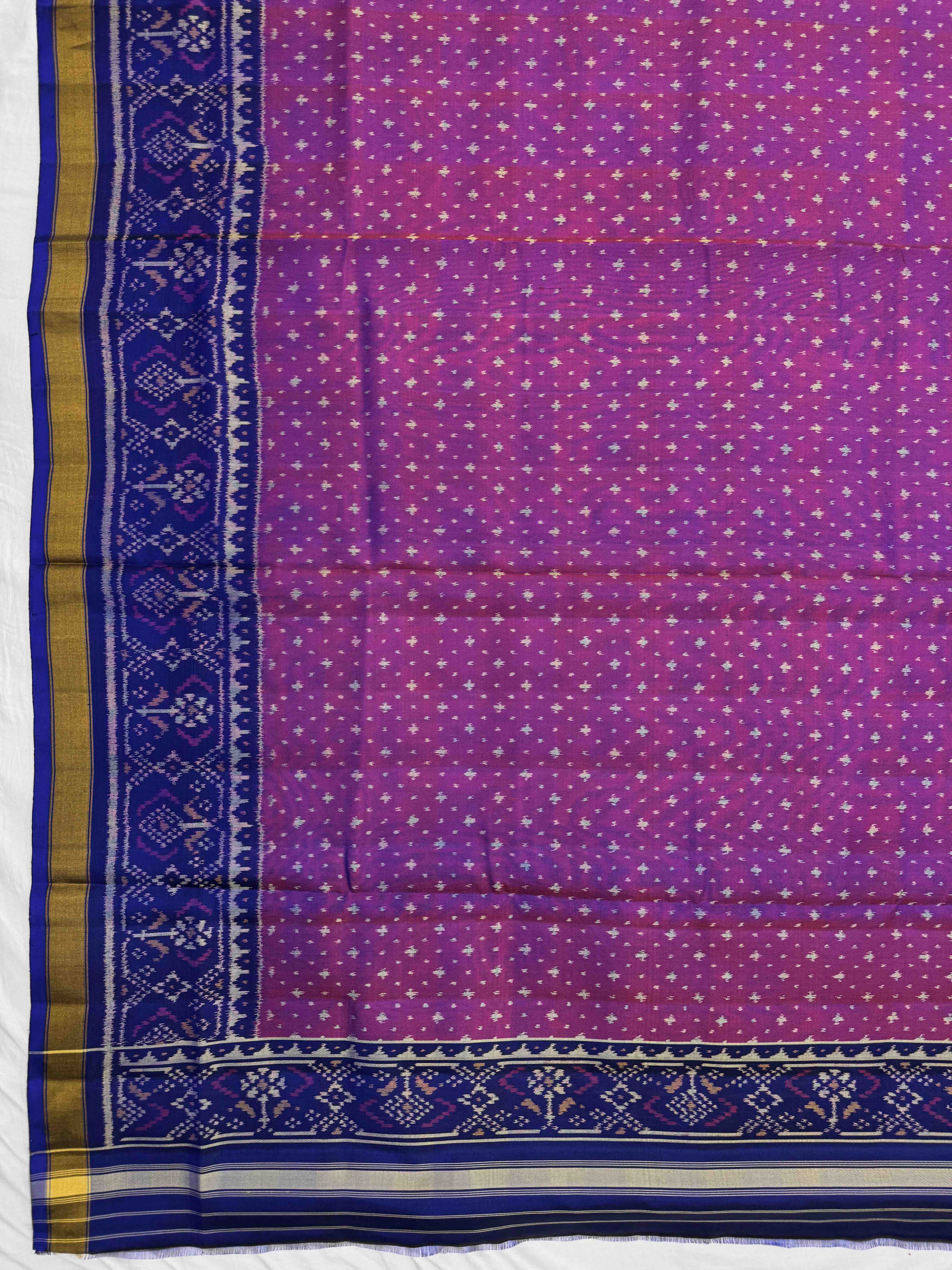 Blue & Purple Manekchowk with Doted Patola Dress