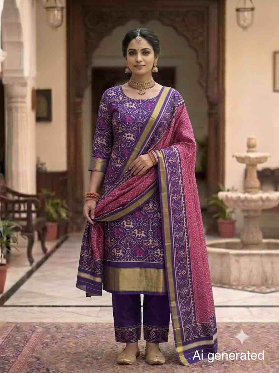 Purple & Pink Narikunj with Booty Patola Dress