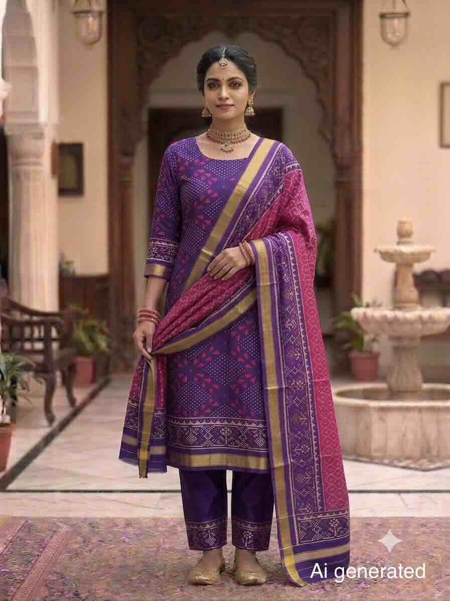 Purple & Pink Fancy with Booty Patola Dress