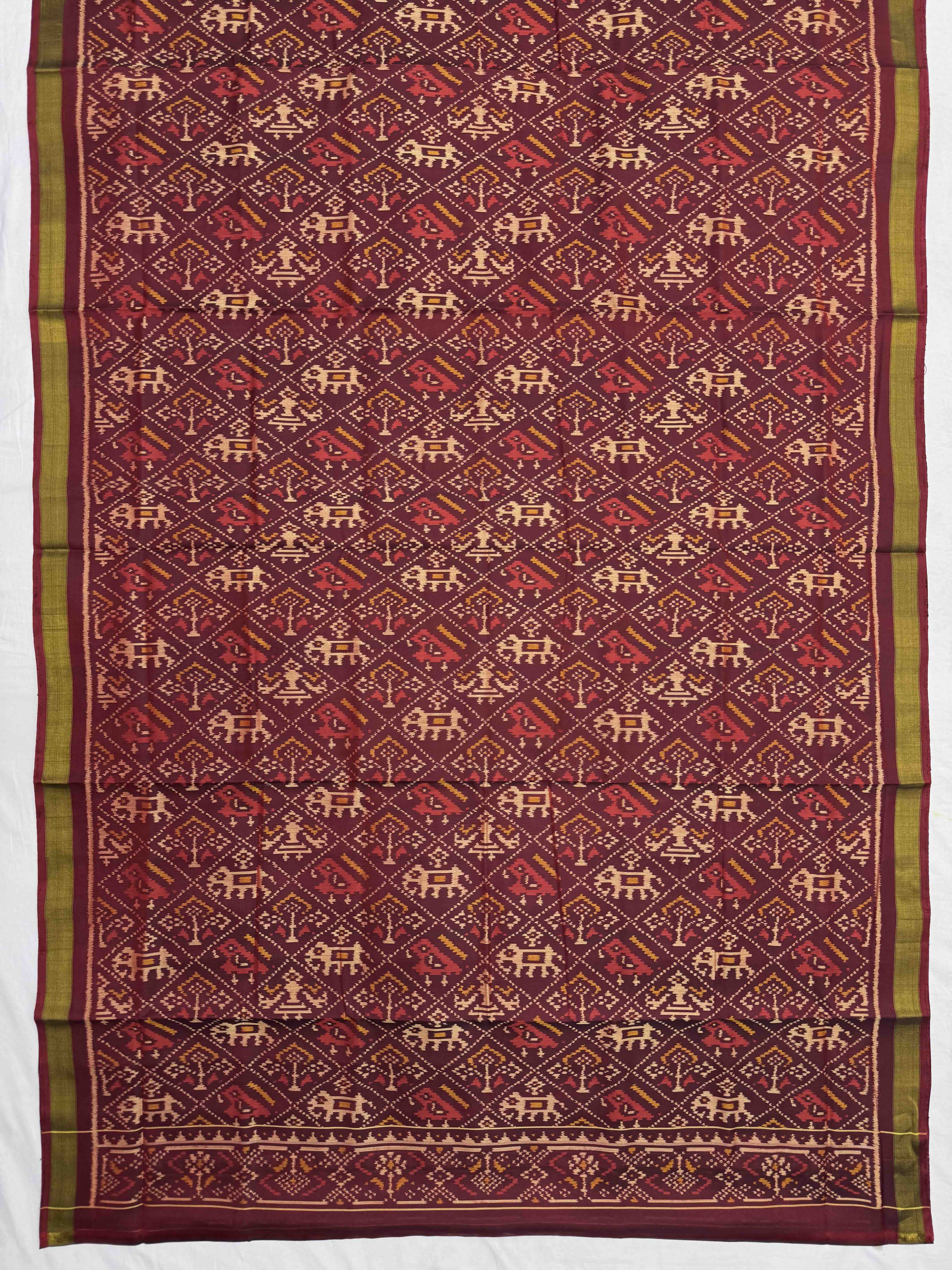 Maroon & Red Narikunj with Zig zag Linging Patola Dress