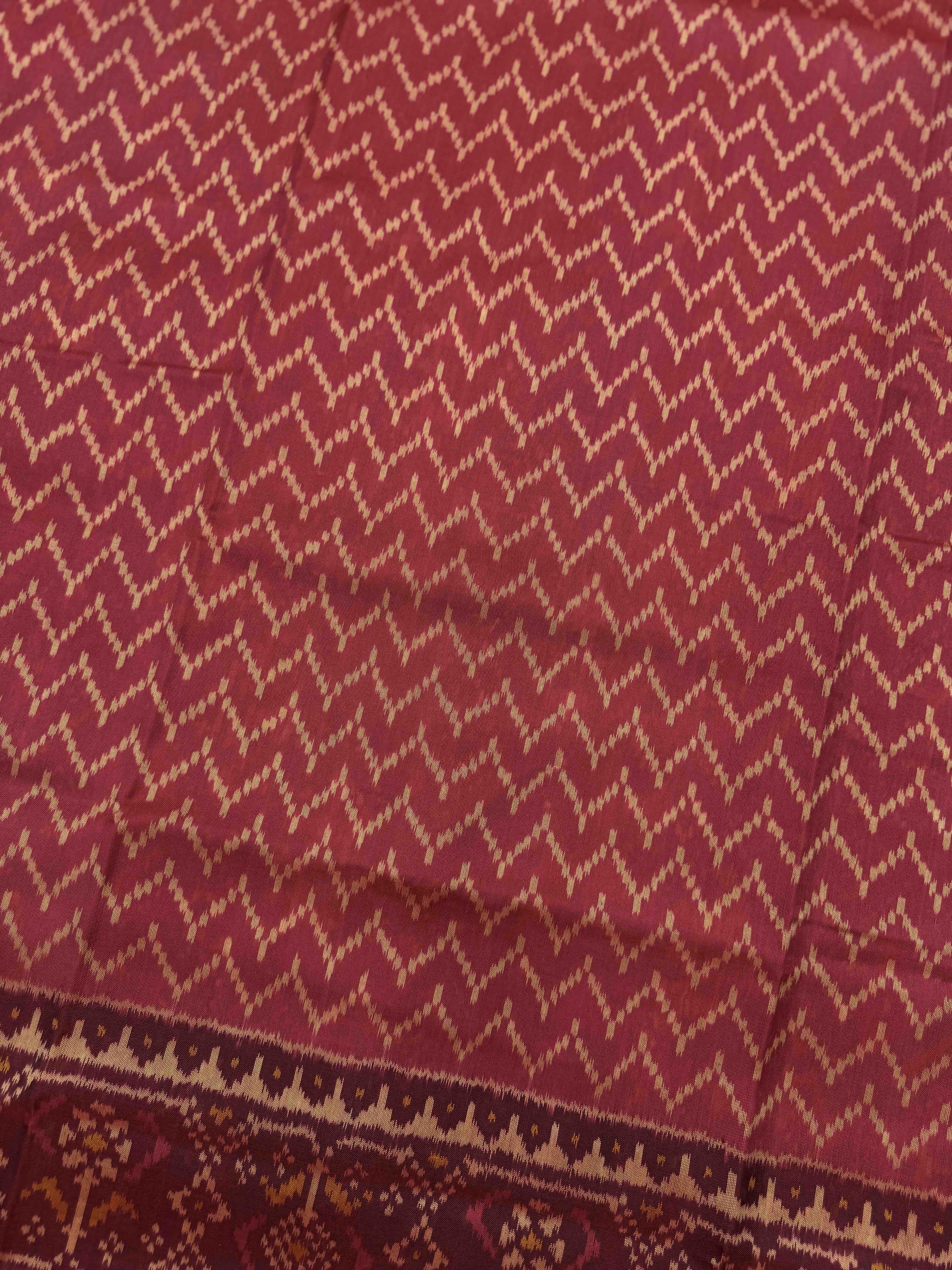 Maroon & Red Narikunj with Zig zag Linging Patola Dress