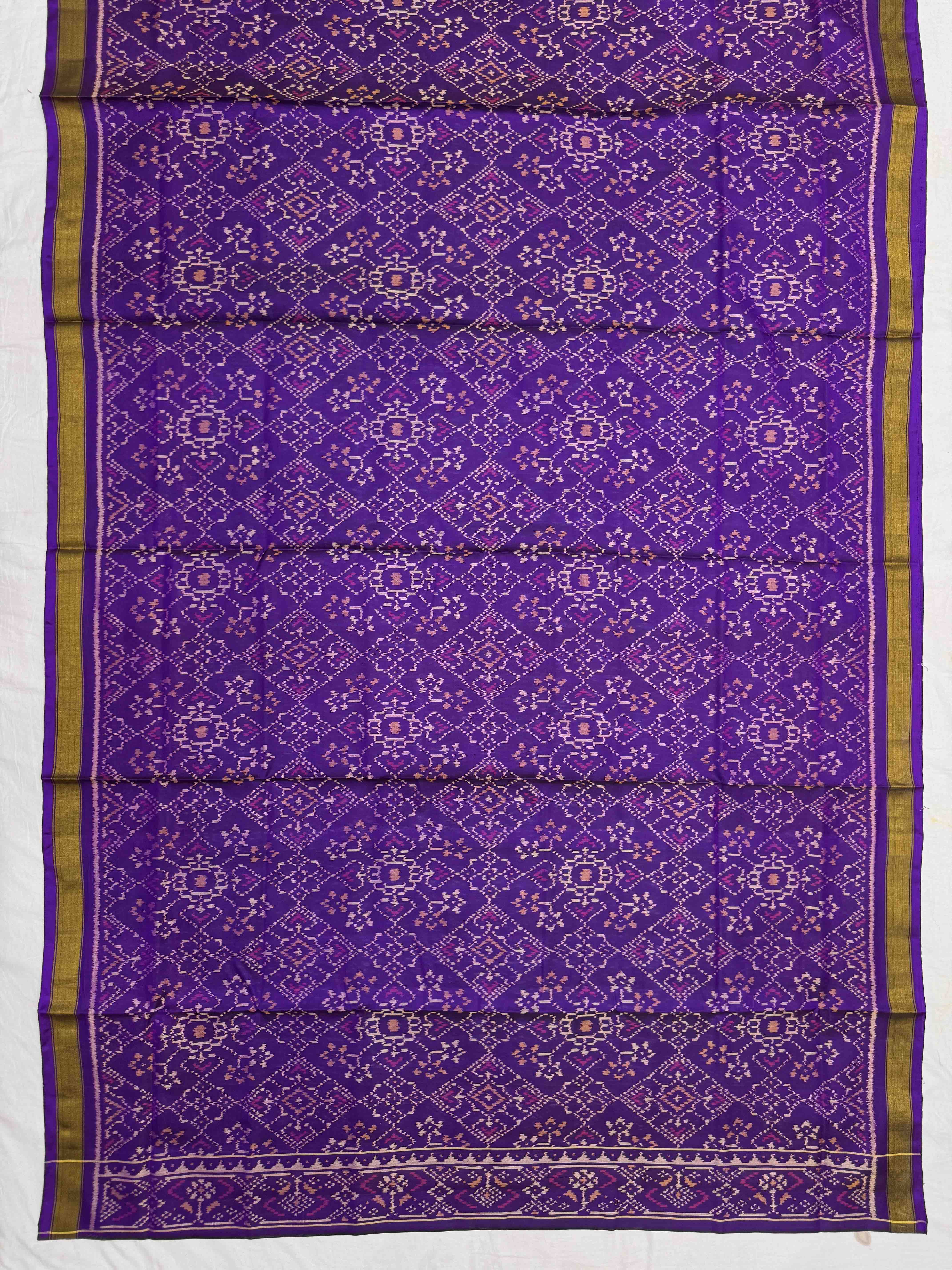 Purple & Sky Blue Navratan Panchanda with Bottonful Patola Dress