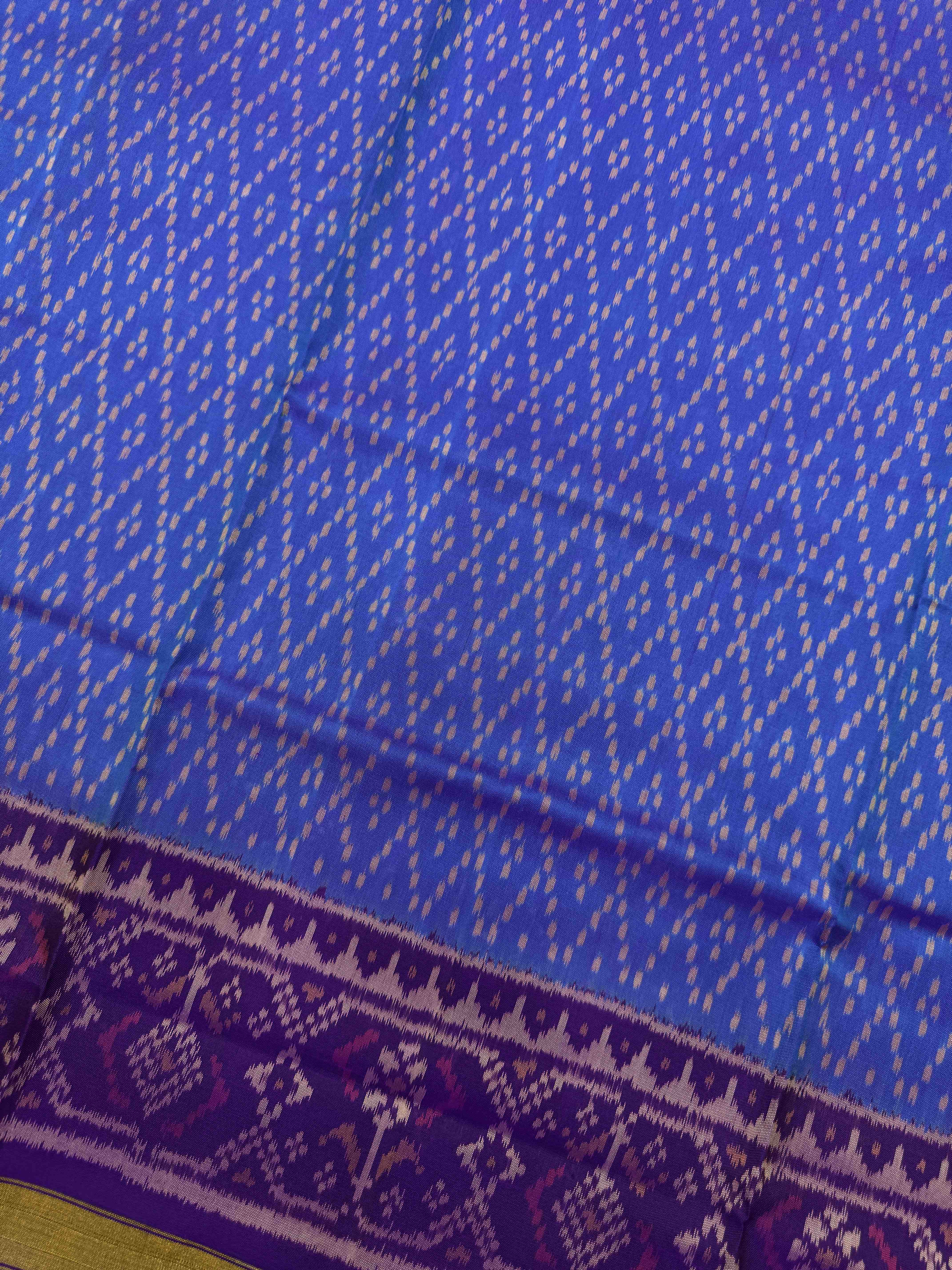 Purple & Sky Blue Navratan Panchanda with Bottonful Patola Dress