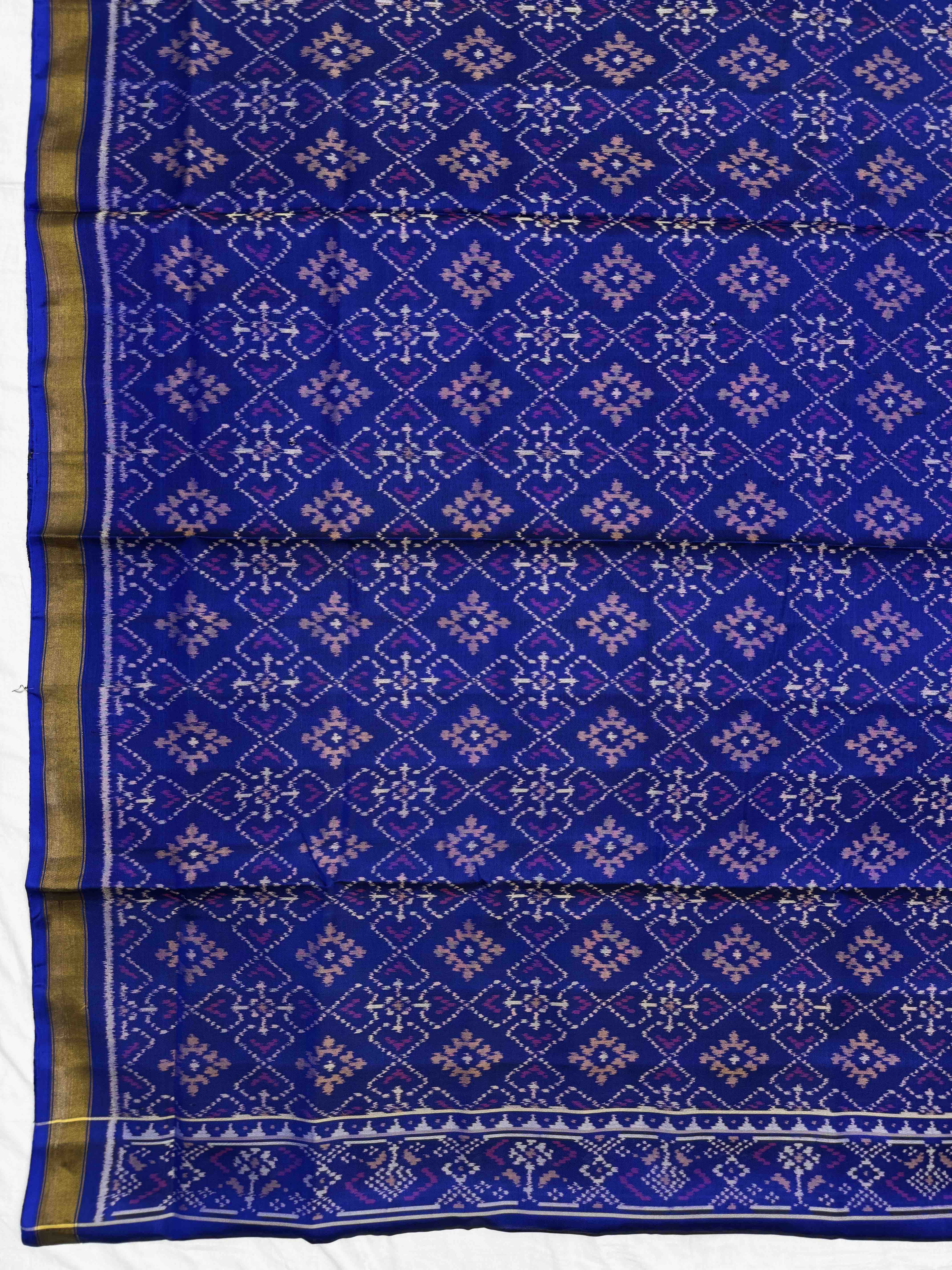 Blue & Purple Panchanda with Zig zag Linging Patola Dress