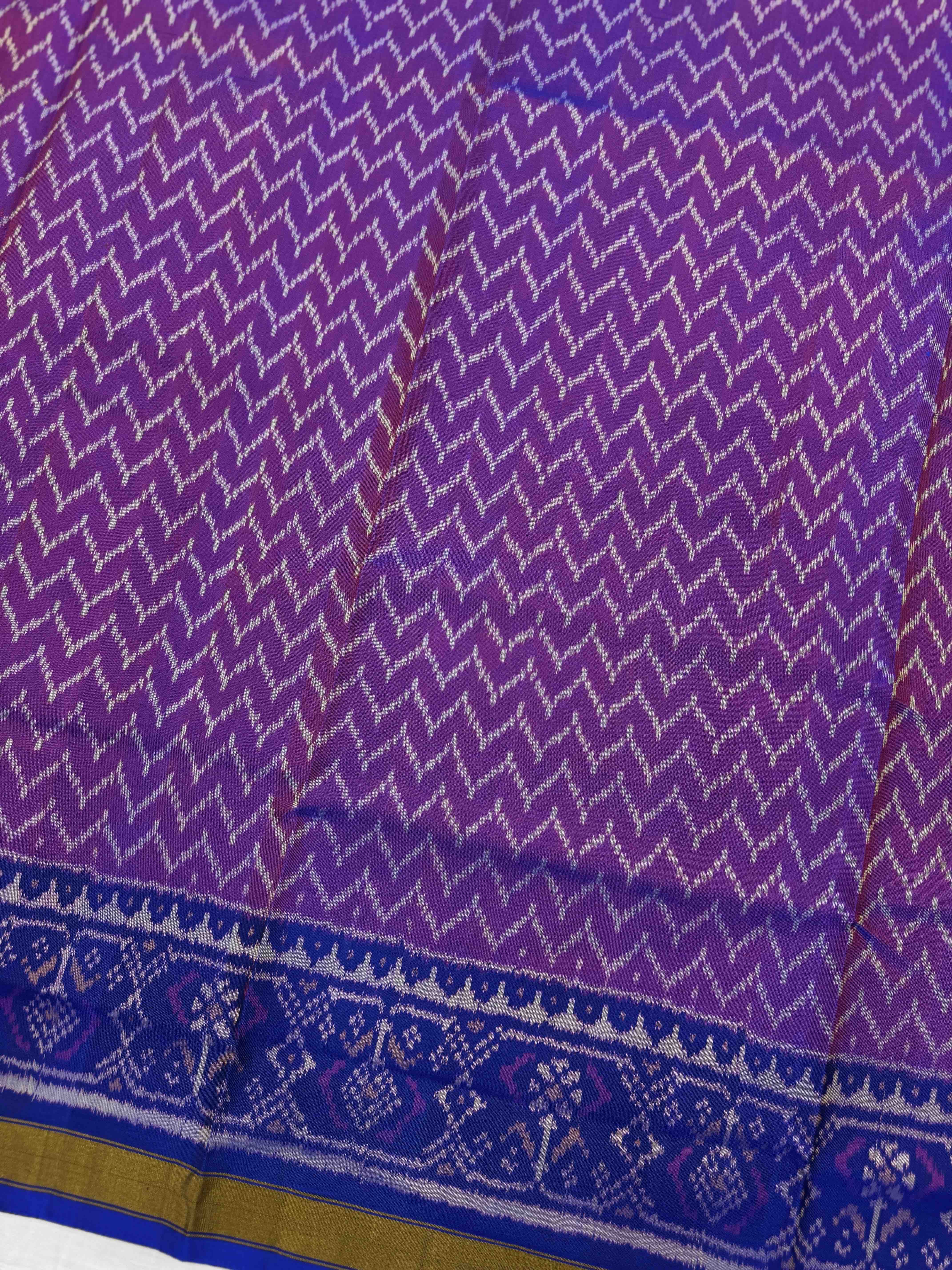 Blue & Purple Panchanda with Zig zag Linging Patola Dress