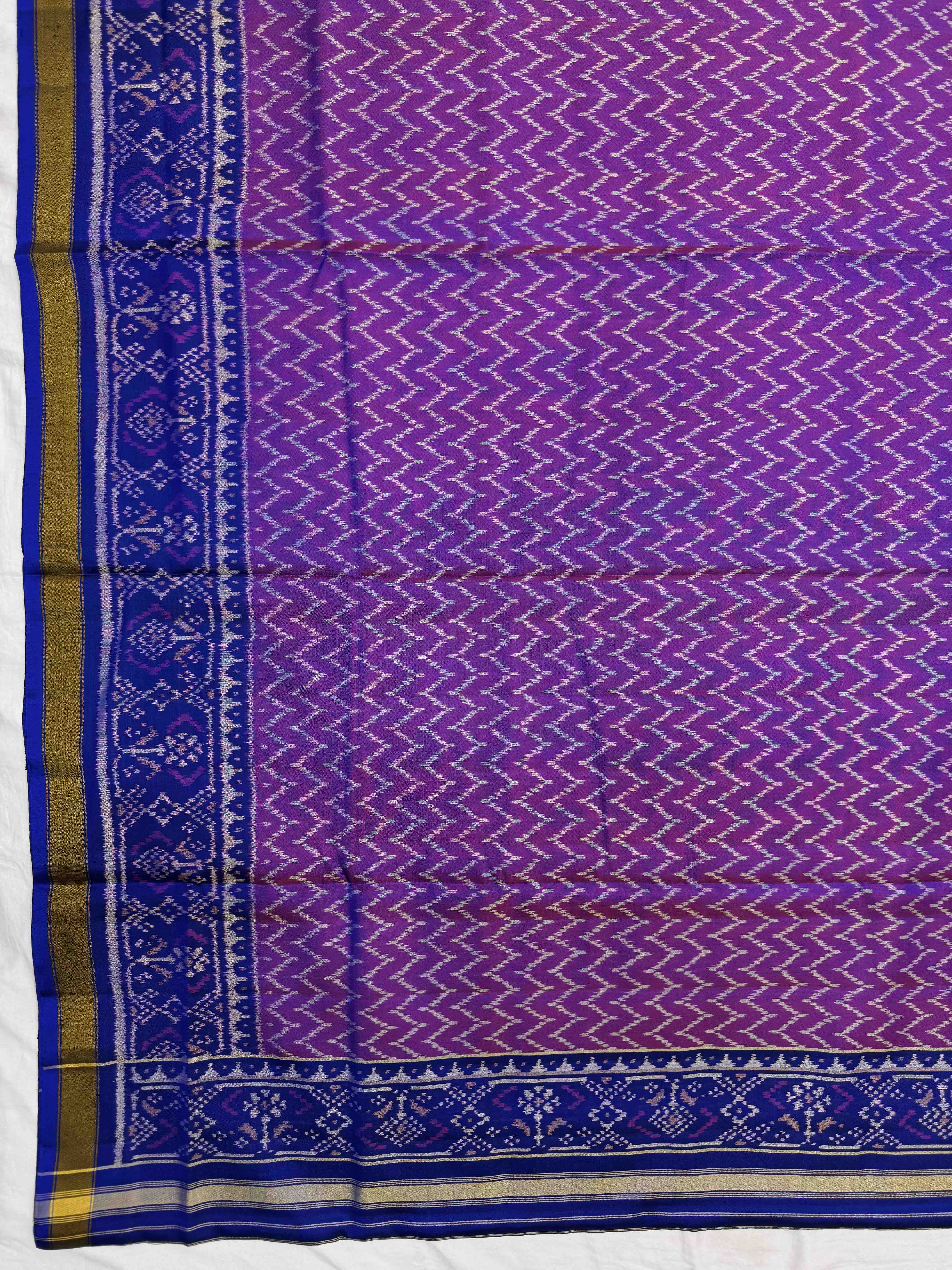 Blue & Purple Panchanda with Zig zag Linging Patola Dress
