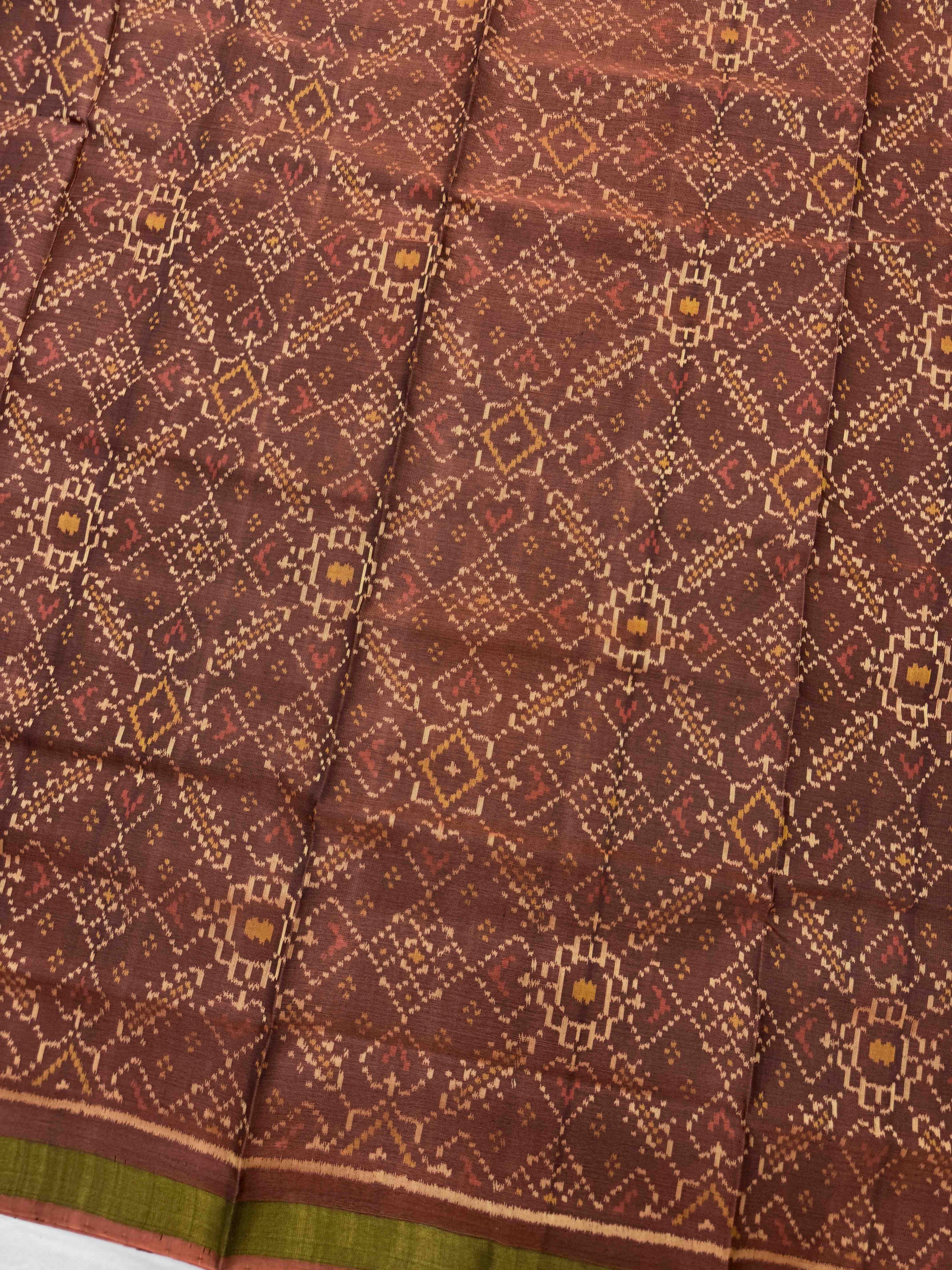 Brown & Rust Manekchowk with Zig zag Linging Patola Dress