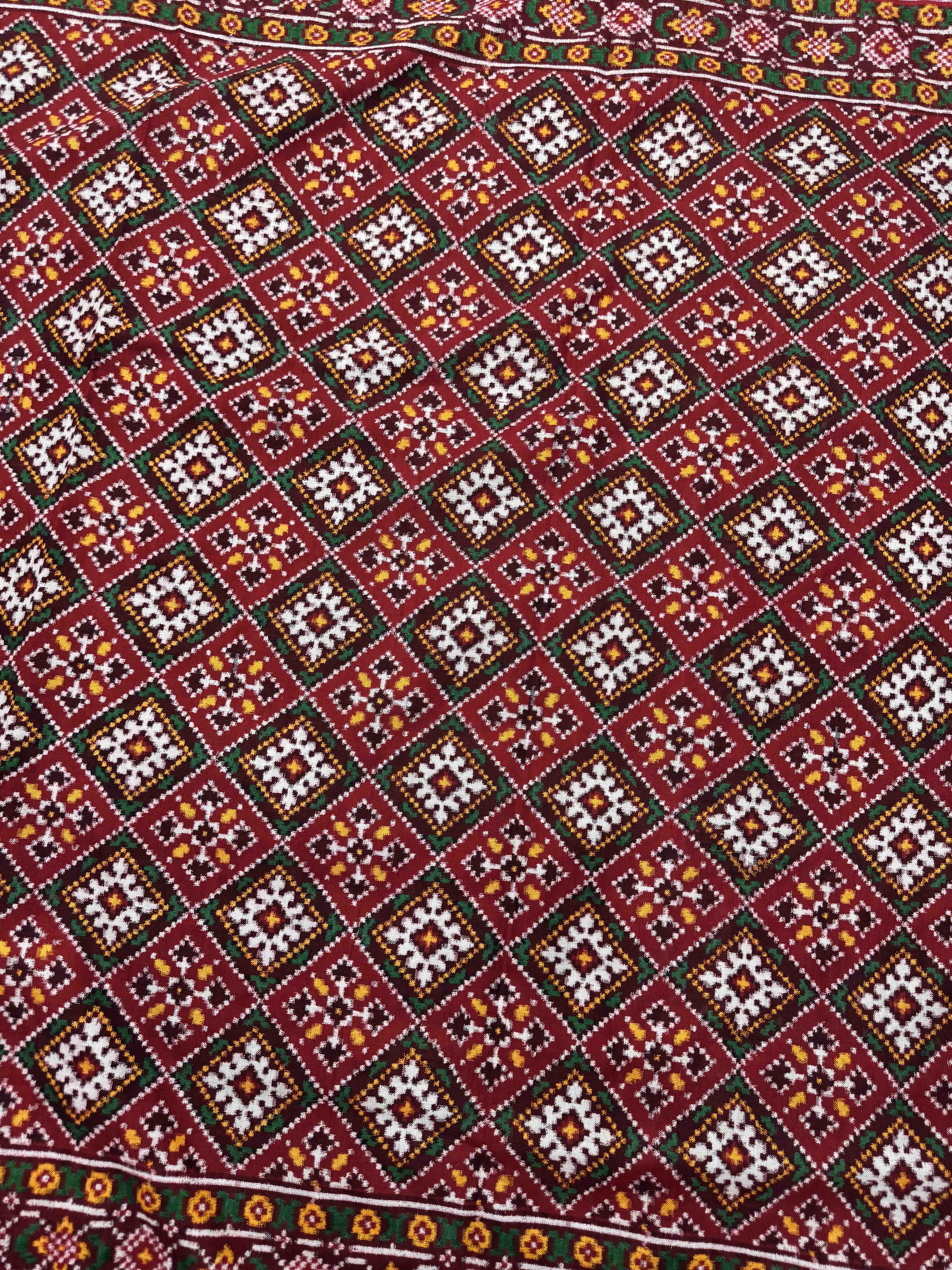 Red Panchanda Double Ikat Patan Patola Saree