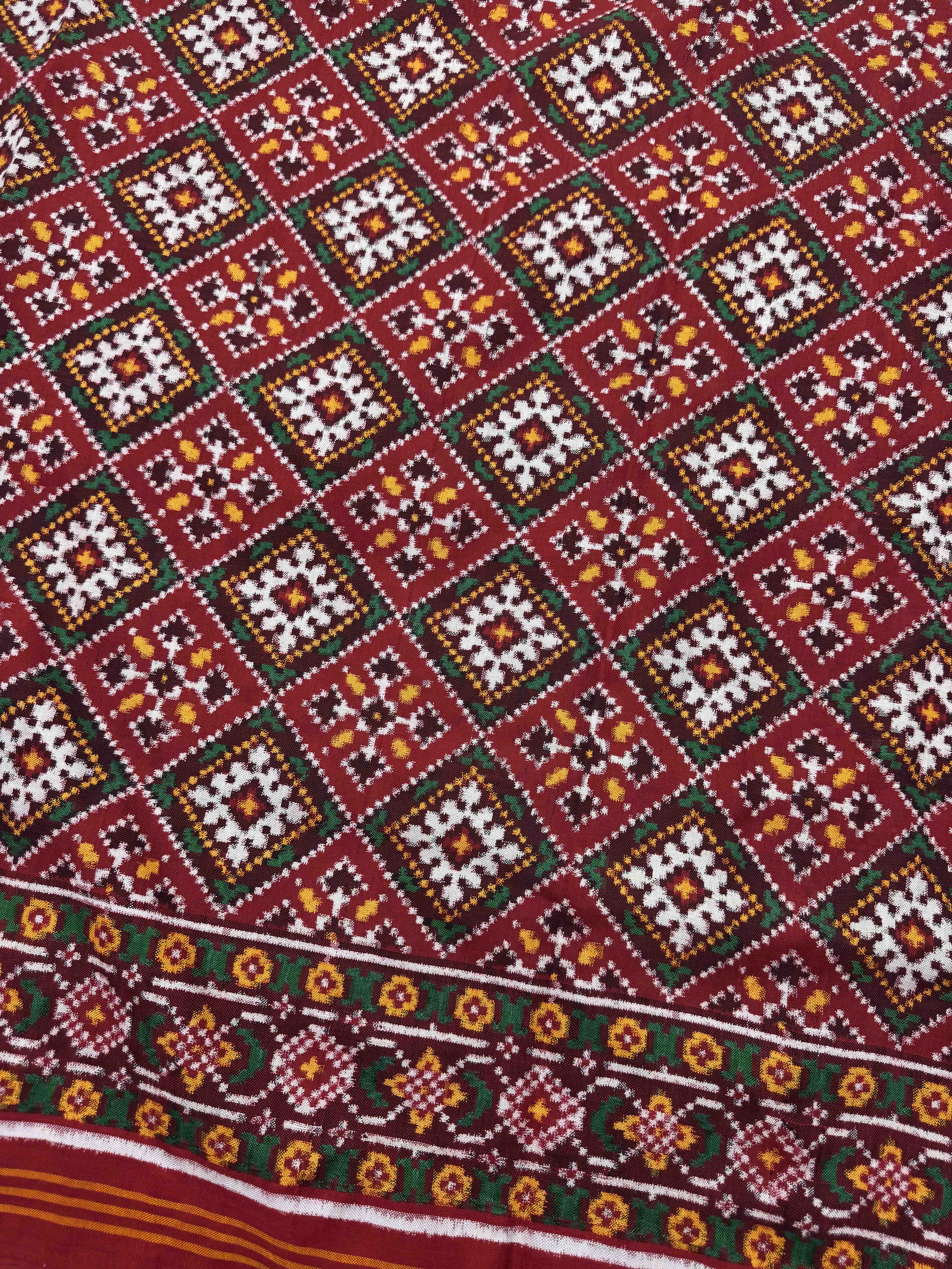 Red Panchanda Double Ikat Patan Patola Saree