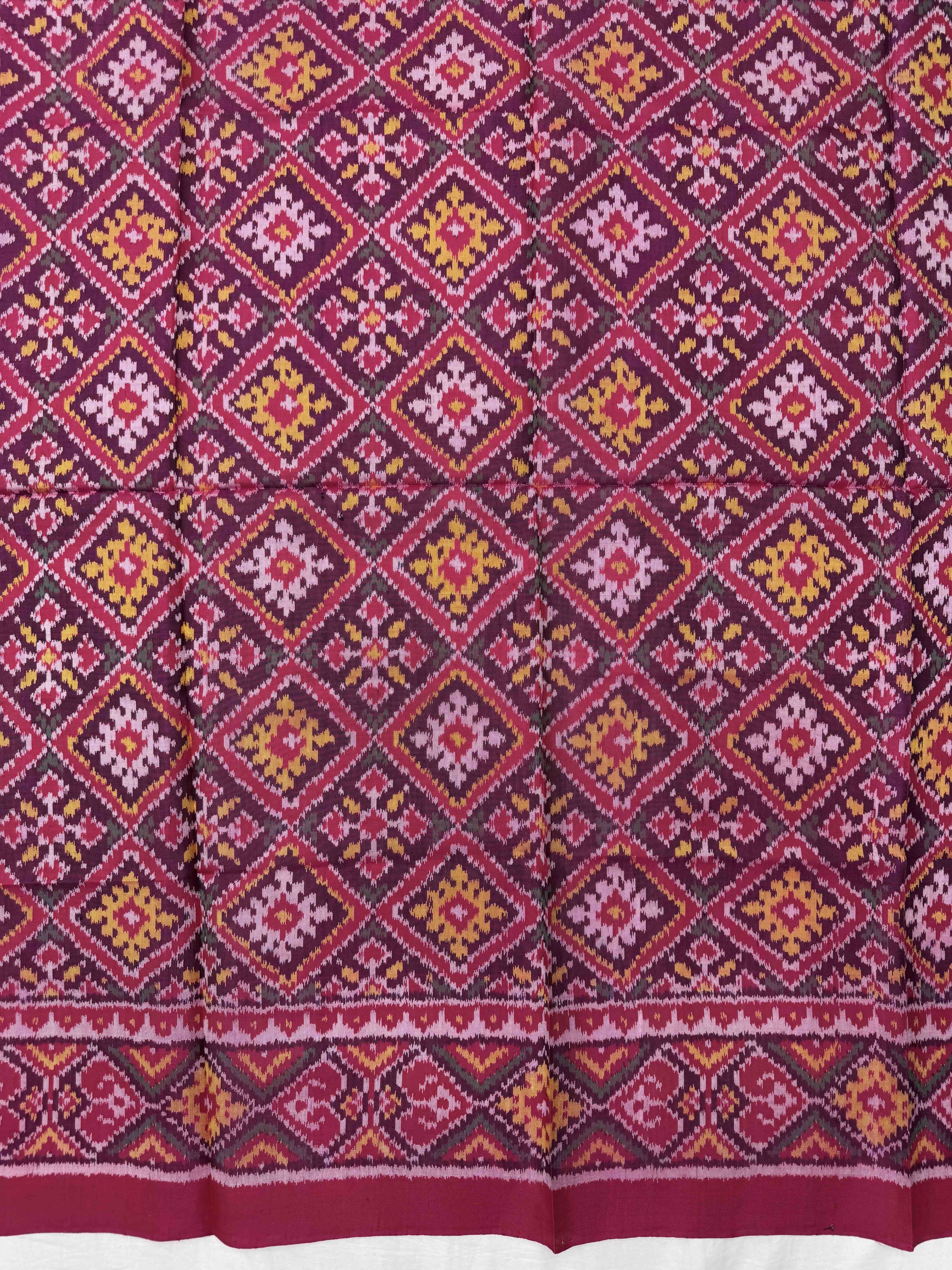 Pink Panchanda Semi Double Ikat Patola Blouse Piece