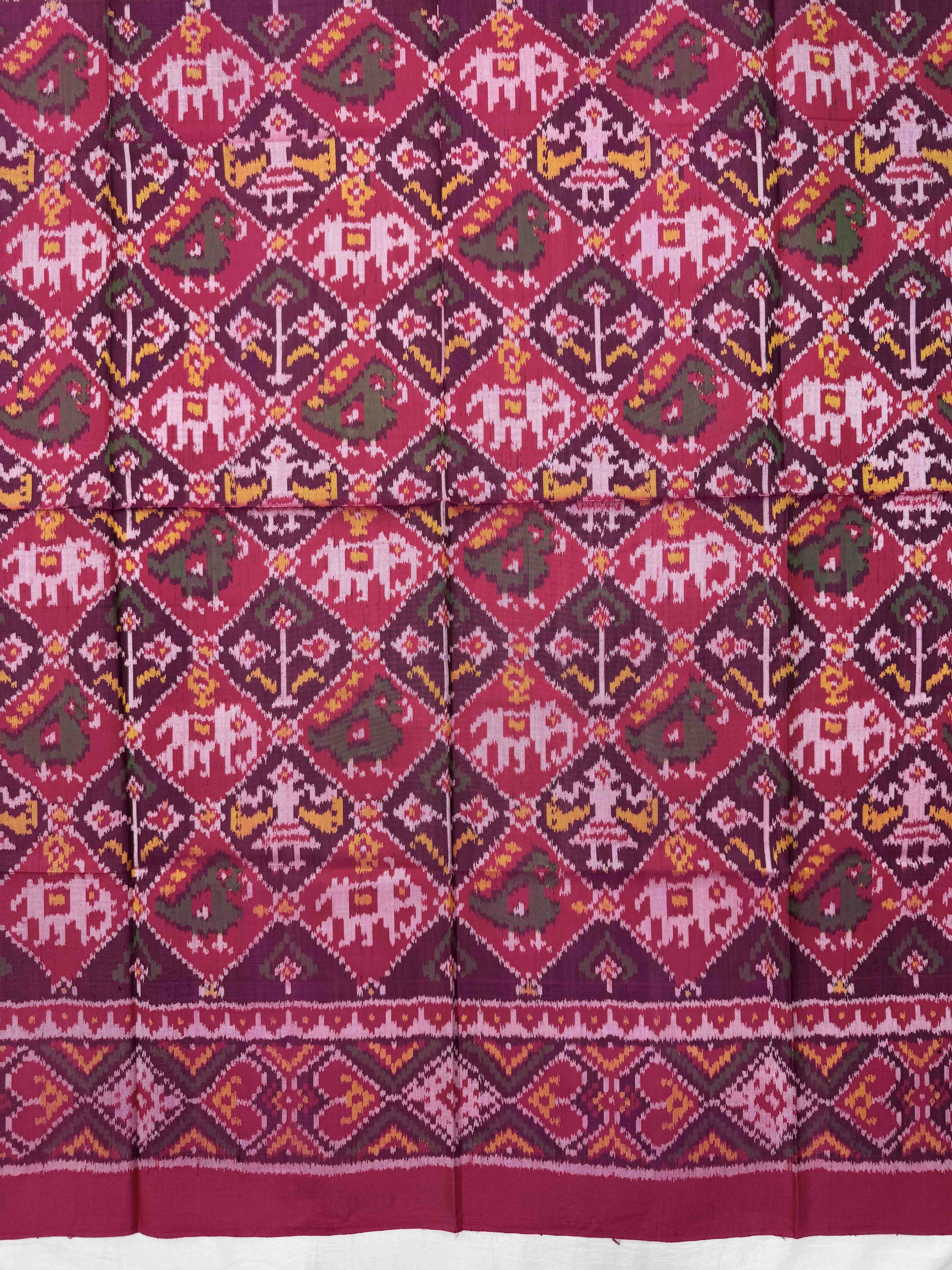 Pink & Purple Narikunj Semi Double Ikat Patola Blouse Piece