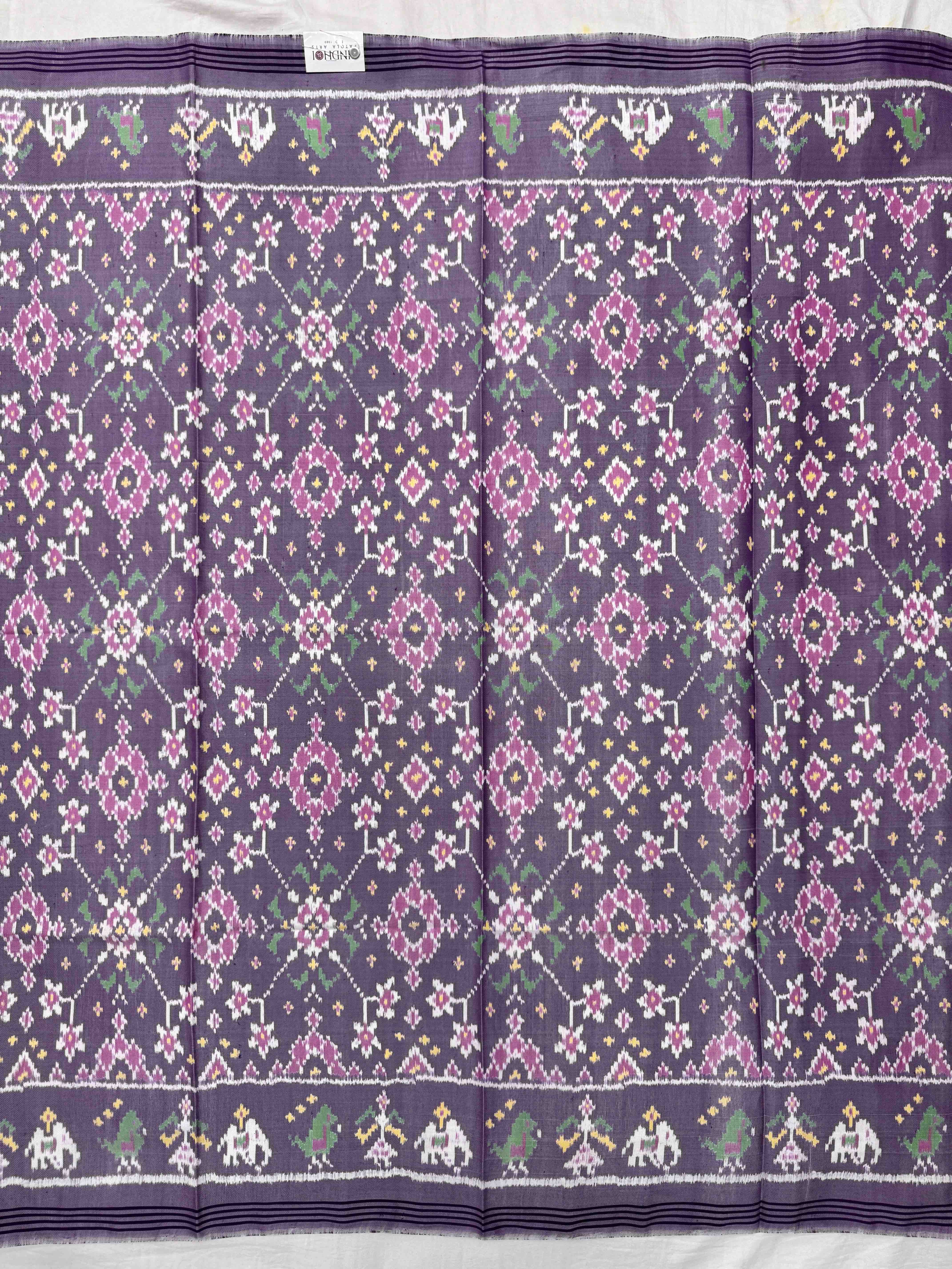 Purplish Grey Navratan Semi Double Ikat Patola Blouse Piece