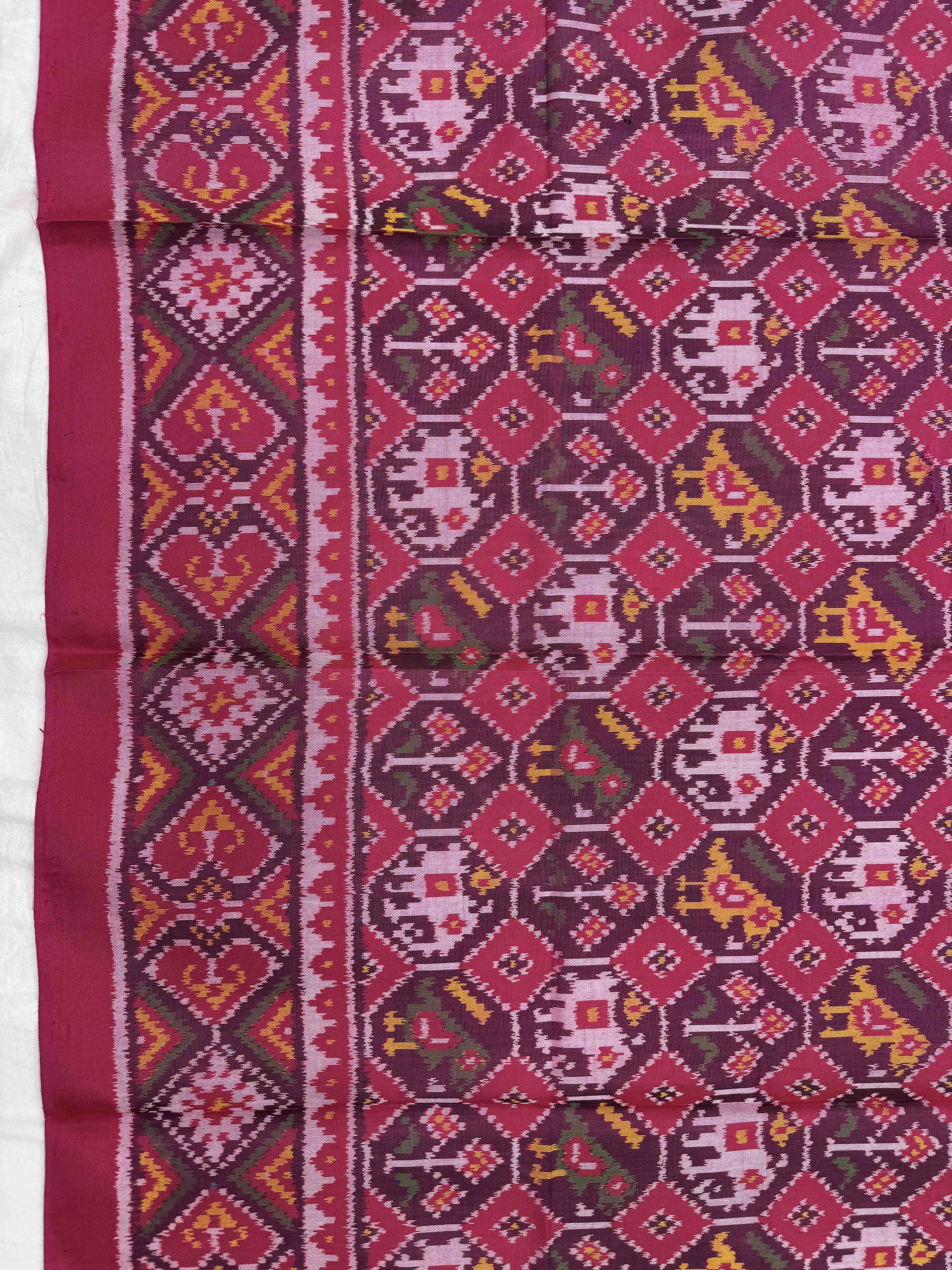 Pink & Purple Narikunj Semi Double Ikat Patola Blouse Piece