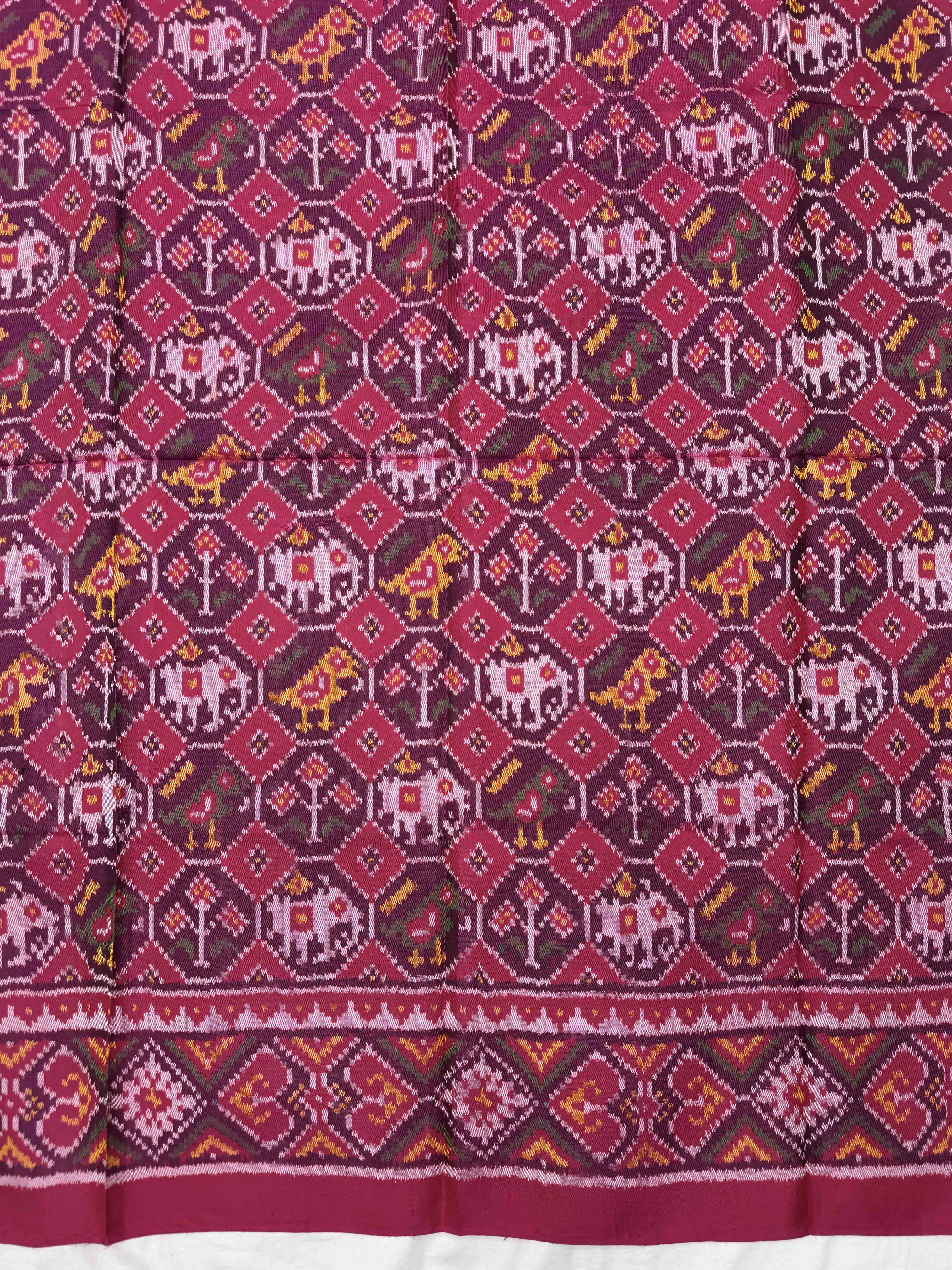 Pink & Purple Narikunj Semi Double Ikat Patola Blouse Piece