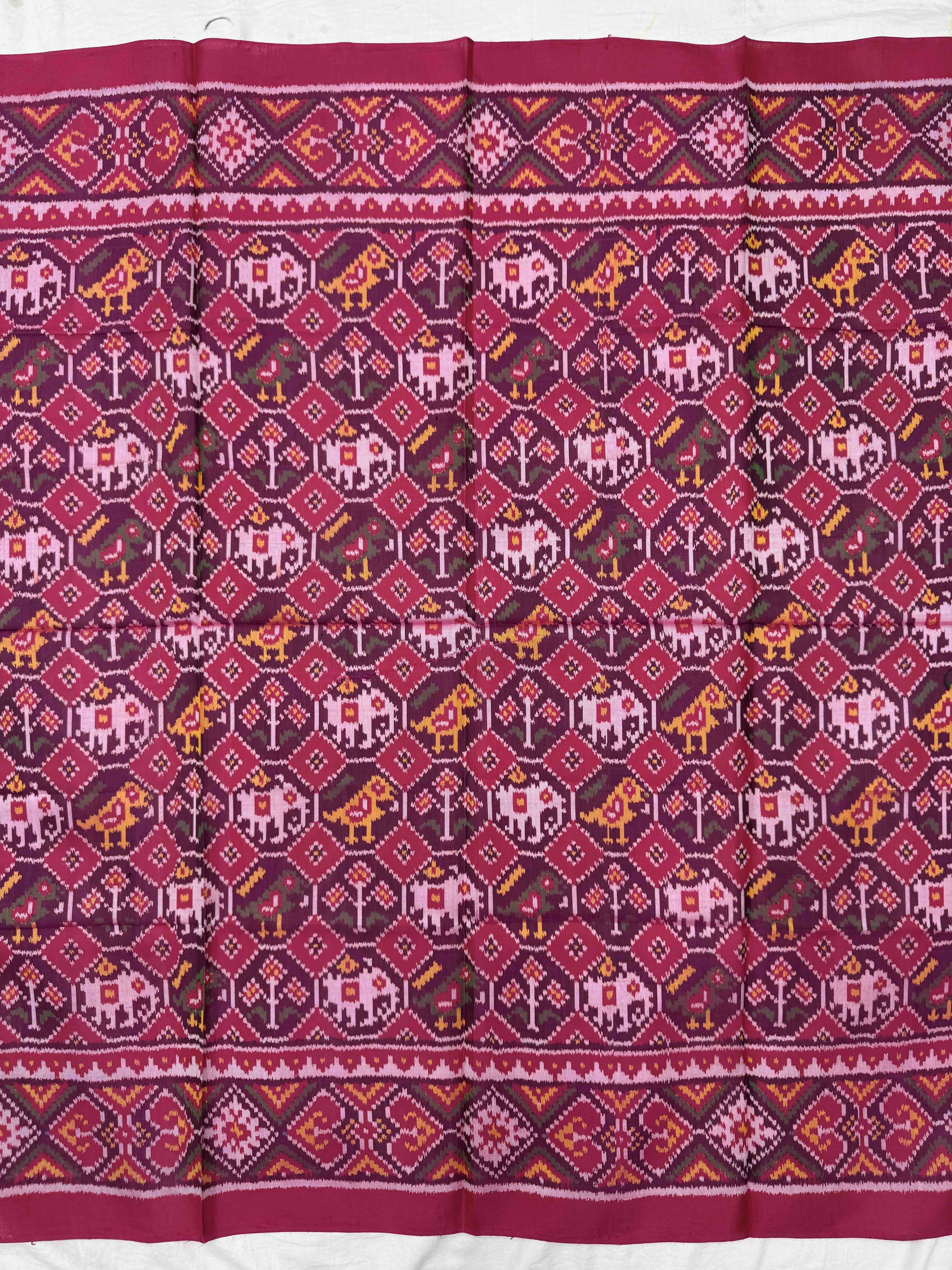 Pink & Purple Narikunj Semi Double Ikat Patola Blouse Piece