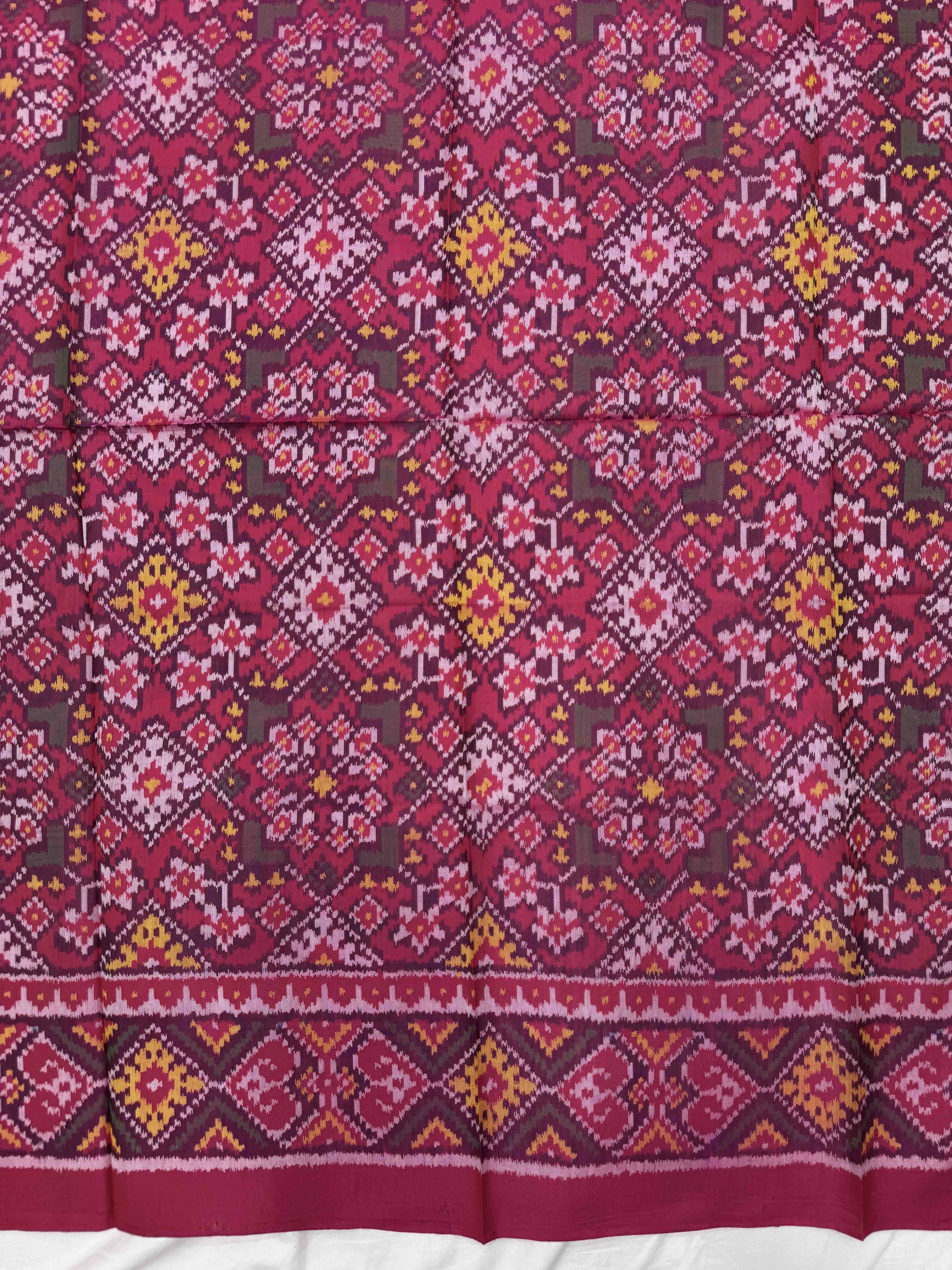 Pink & Purple Navratan Panchanda Semi Double Ikat Patola Blouse Piece