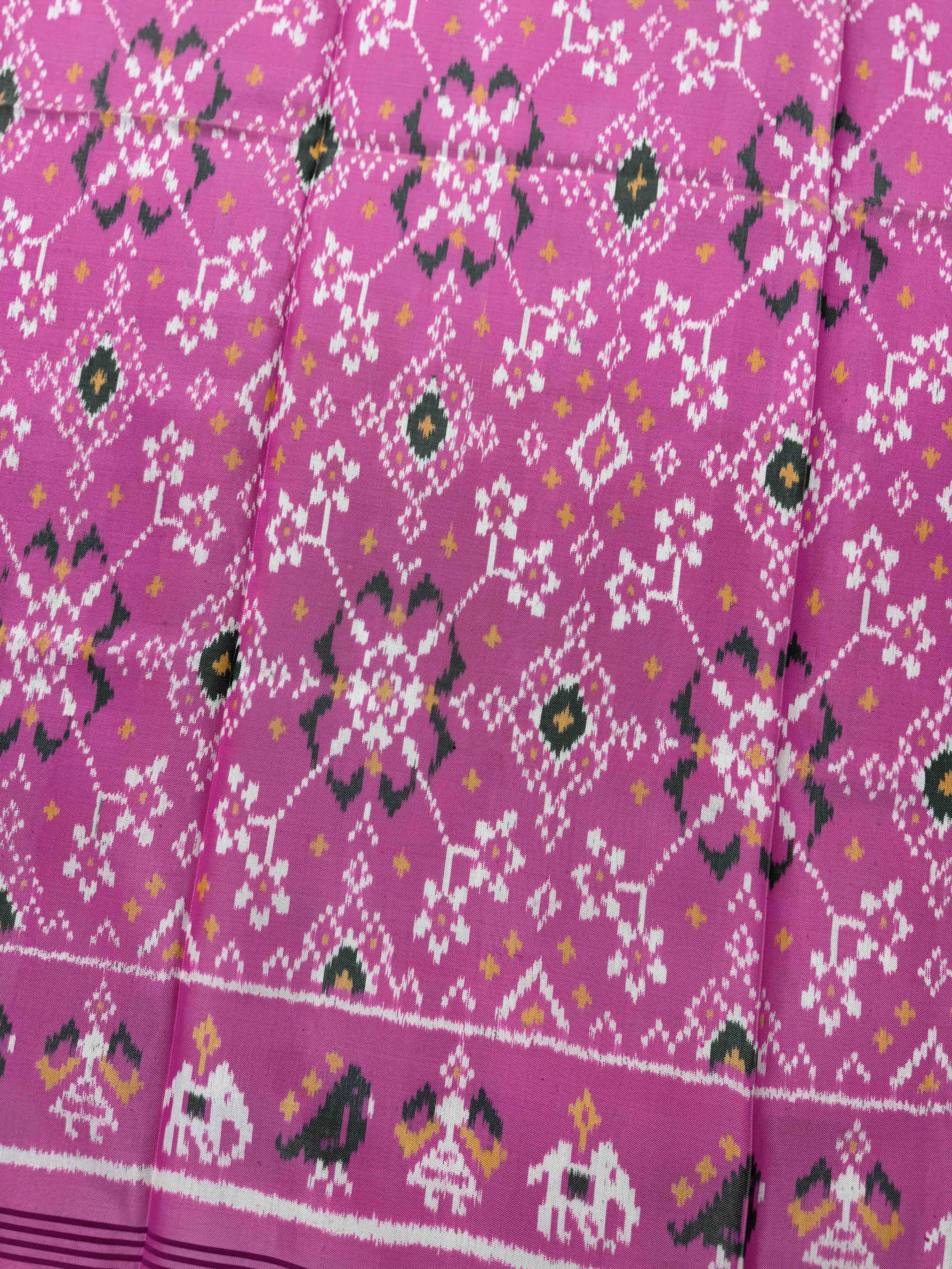 Light Pink Navratan Semi Double Ikat Patola Blouse Piece