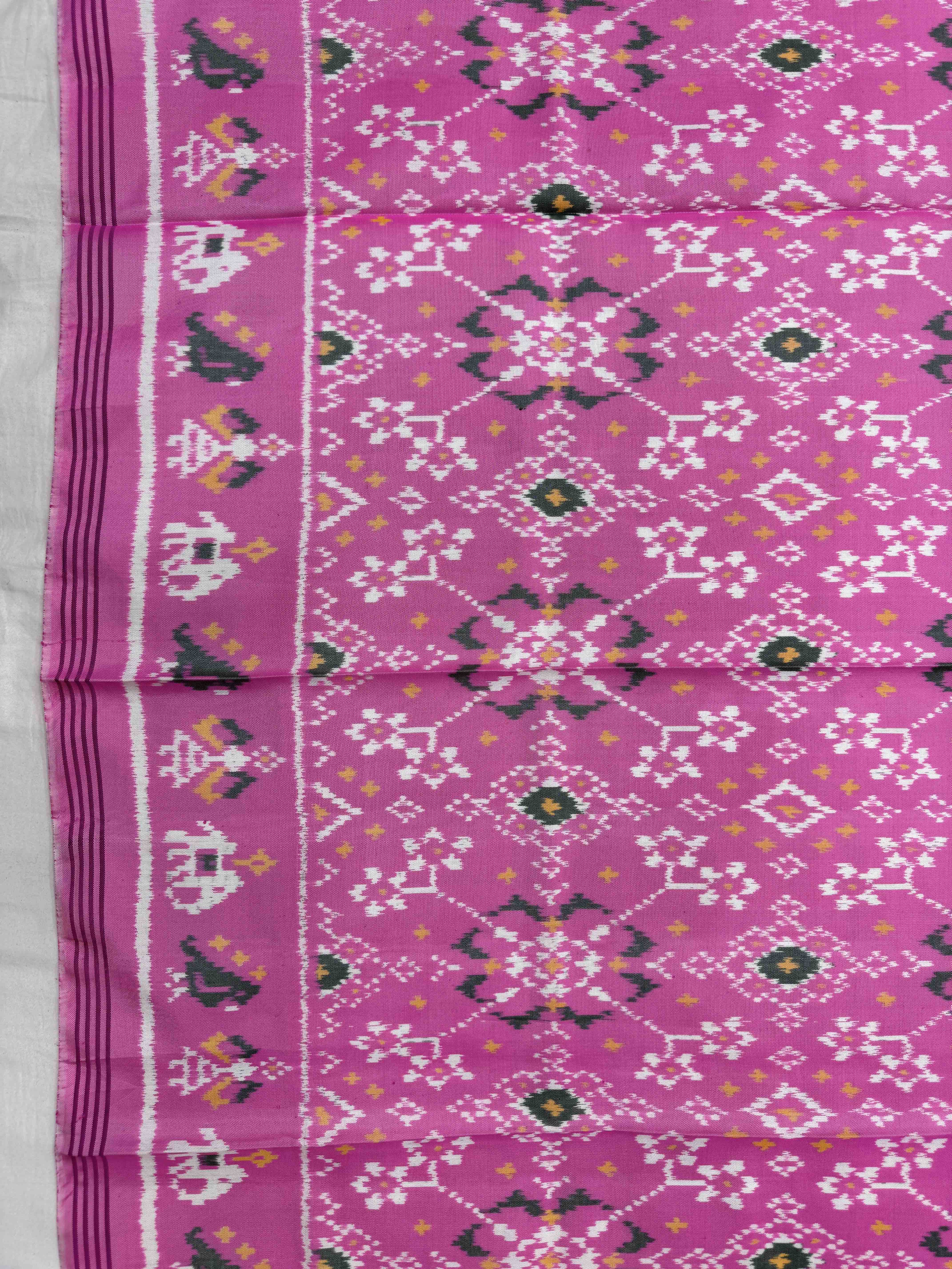 Light Pink Navratan Semi Double Ikat Patola Blouse Piece