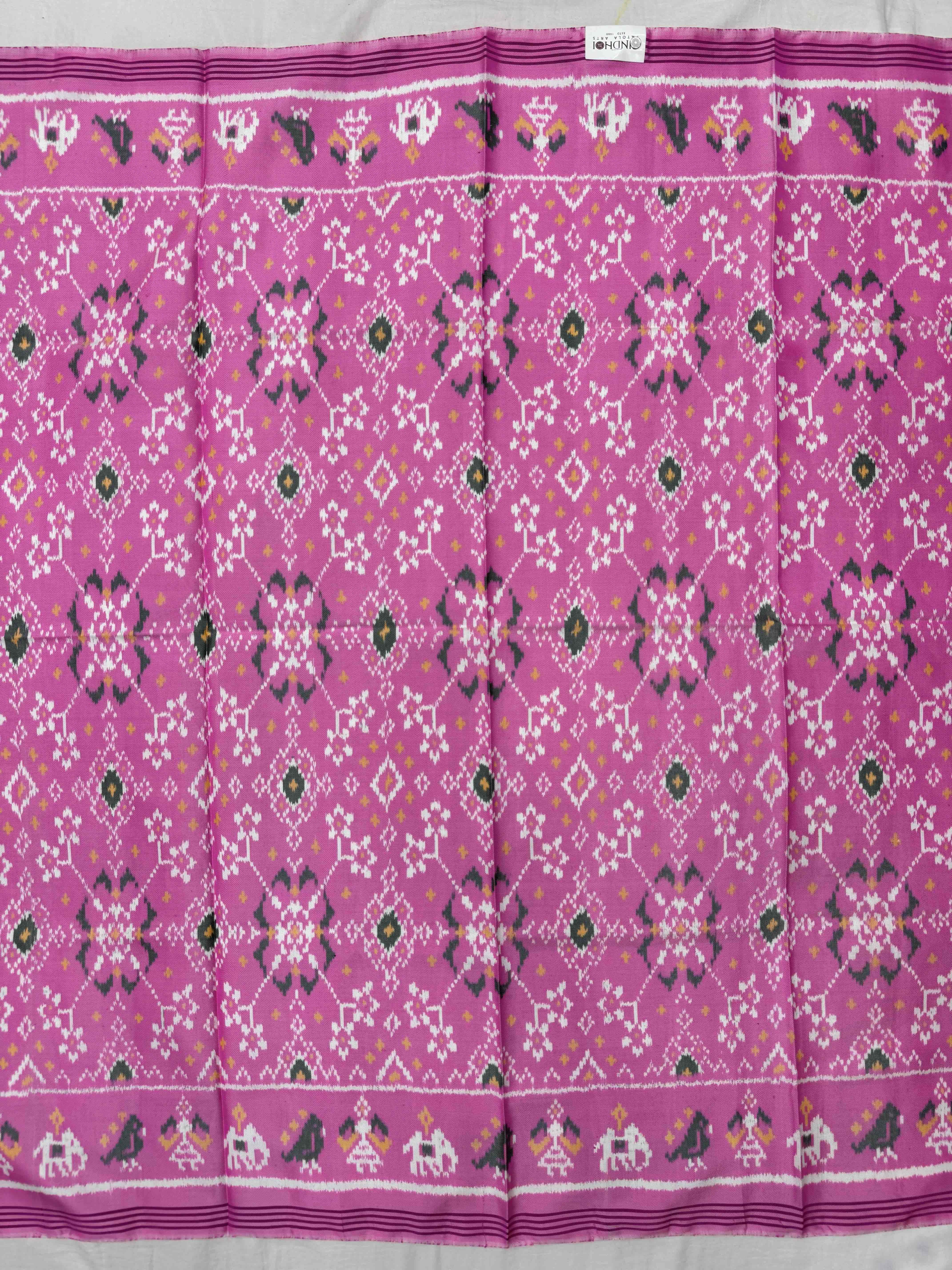 Light Pink Navratan Semi Double Ikat Patola Blouse Piece
