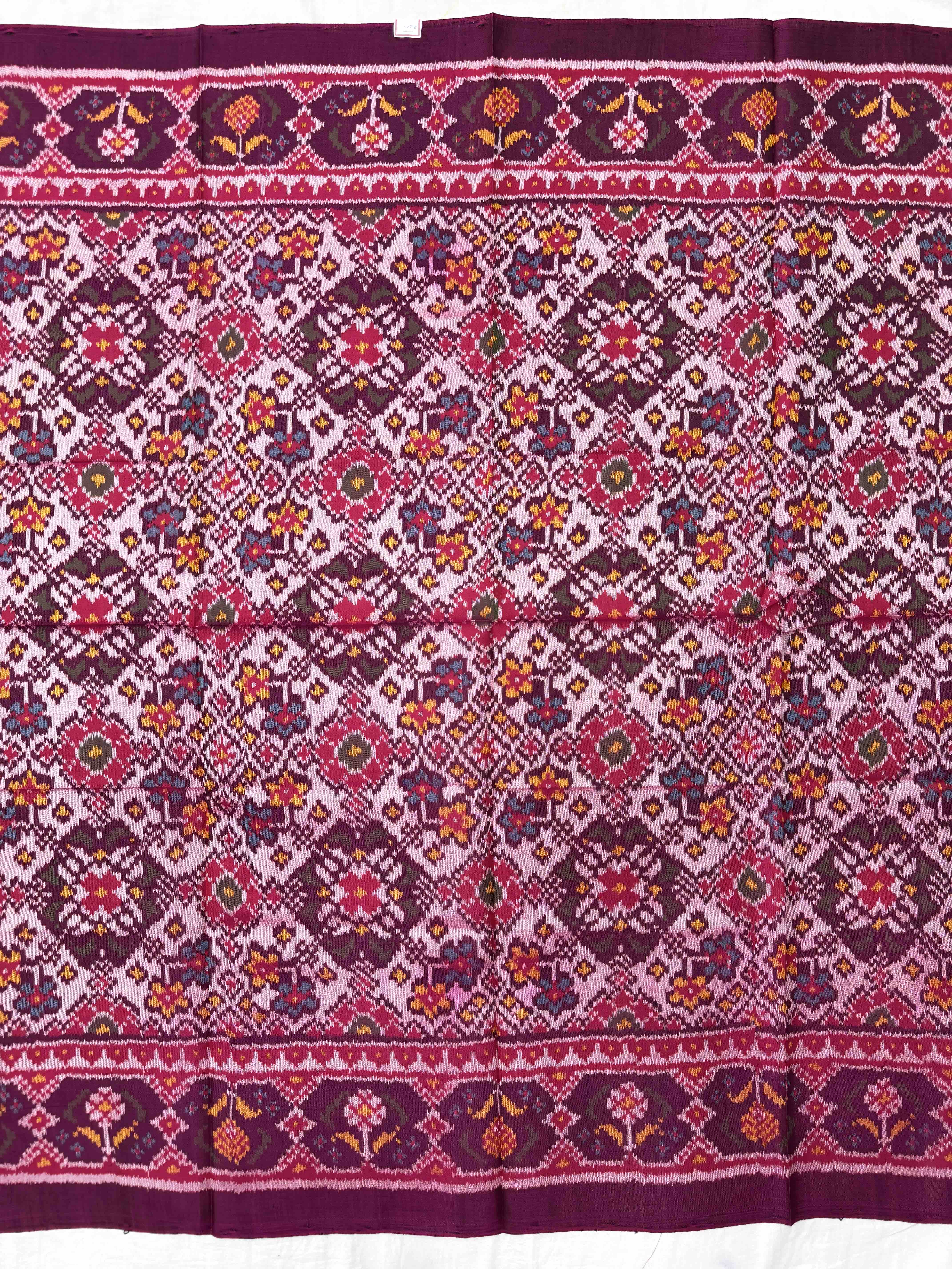 Purple & Light Pink Navratan Semi Double Ikat Patola Blouse Piece