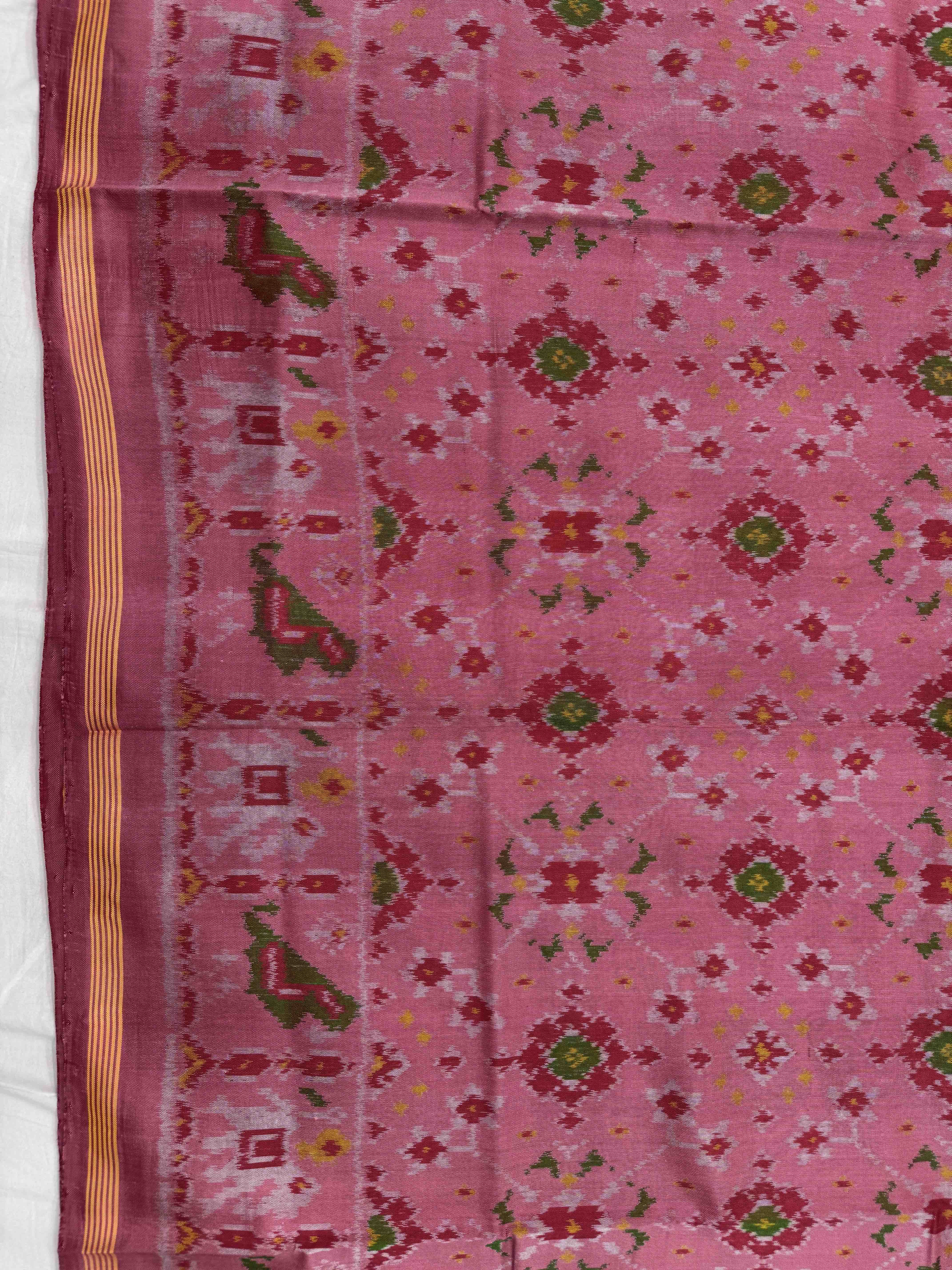 Light Pink Navratan Single Ikat Patan Patola Saree
