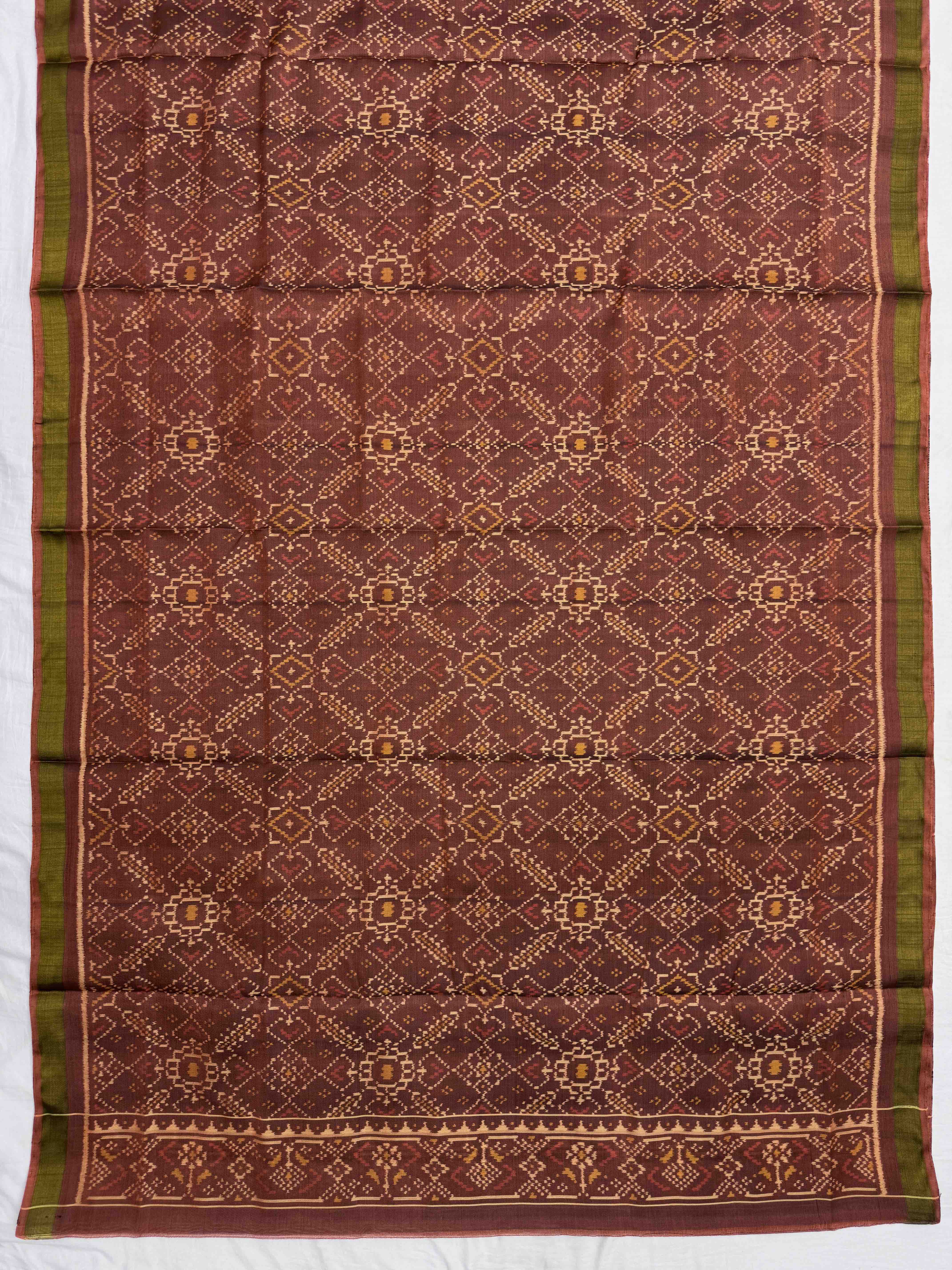 Brown & Rust Manekchowk with Zig zag Linging Patola Dress