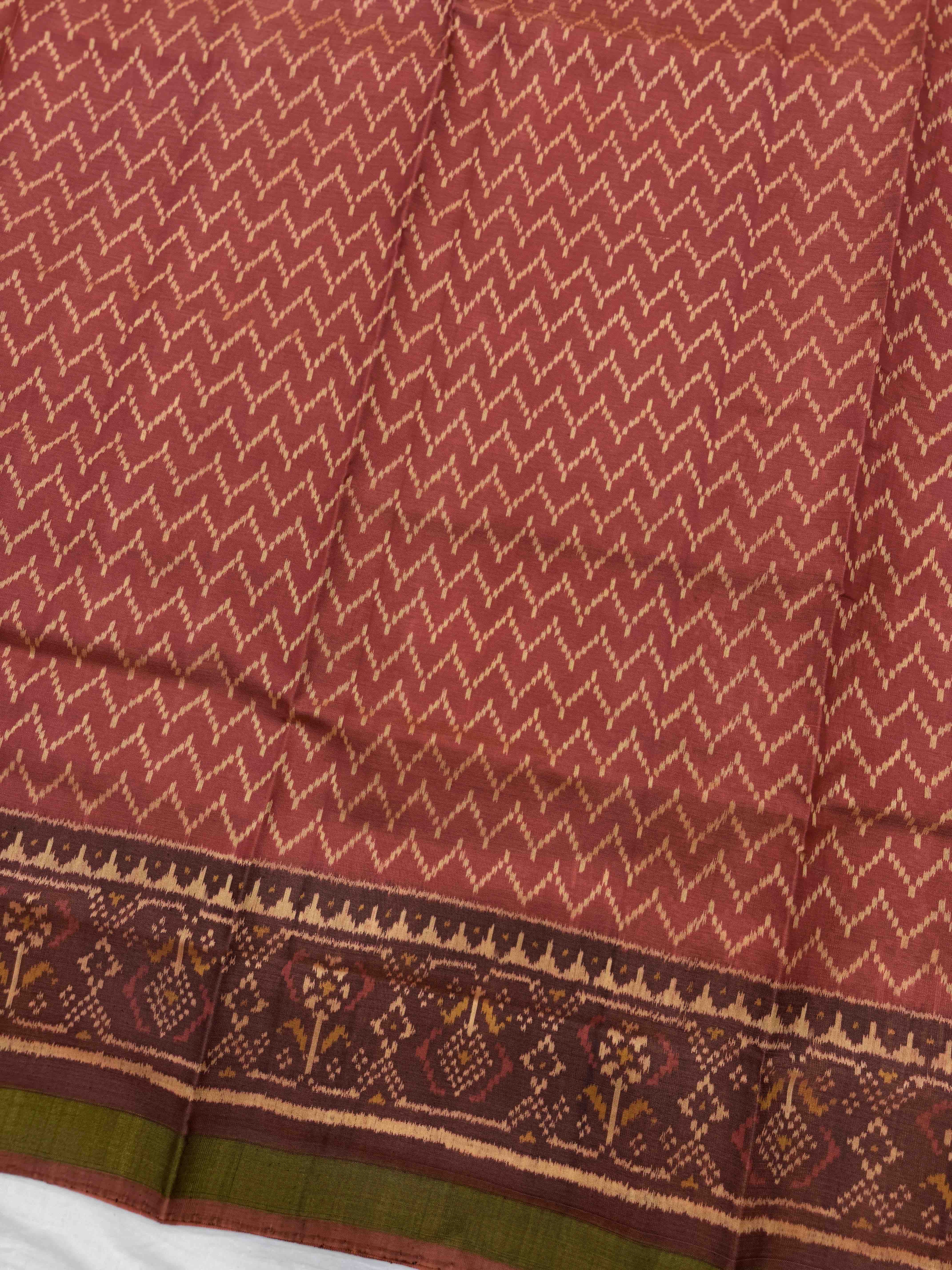 Brown & Rust Manekchowk with Zig zag Linging Patola Dress