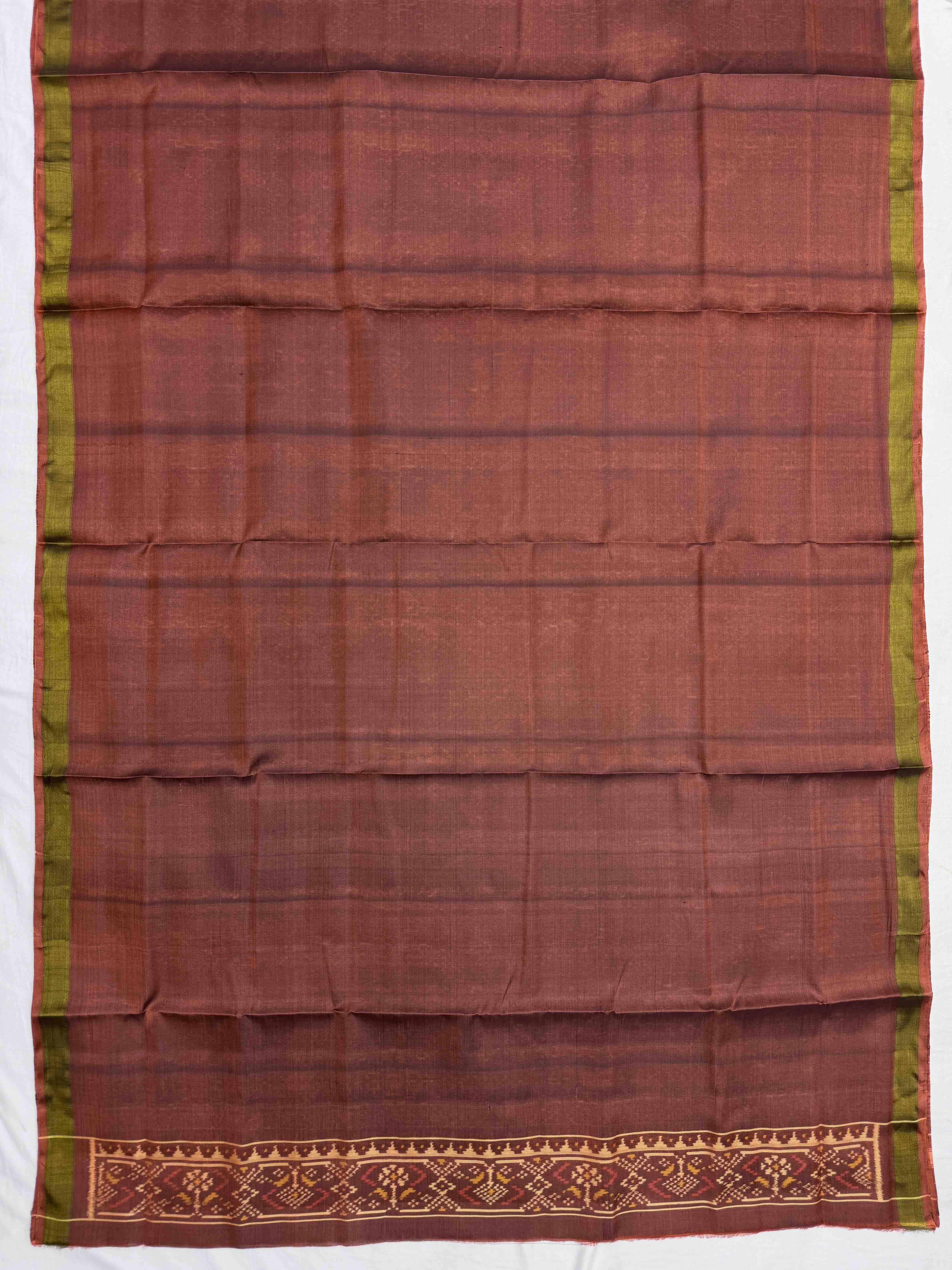 Brown & Rust Manekchowk with Zig zag Linging Patola Dress