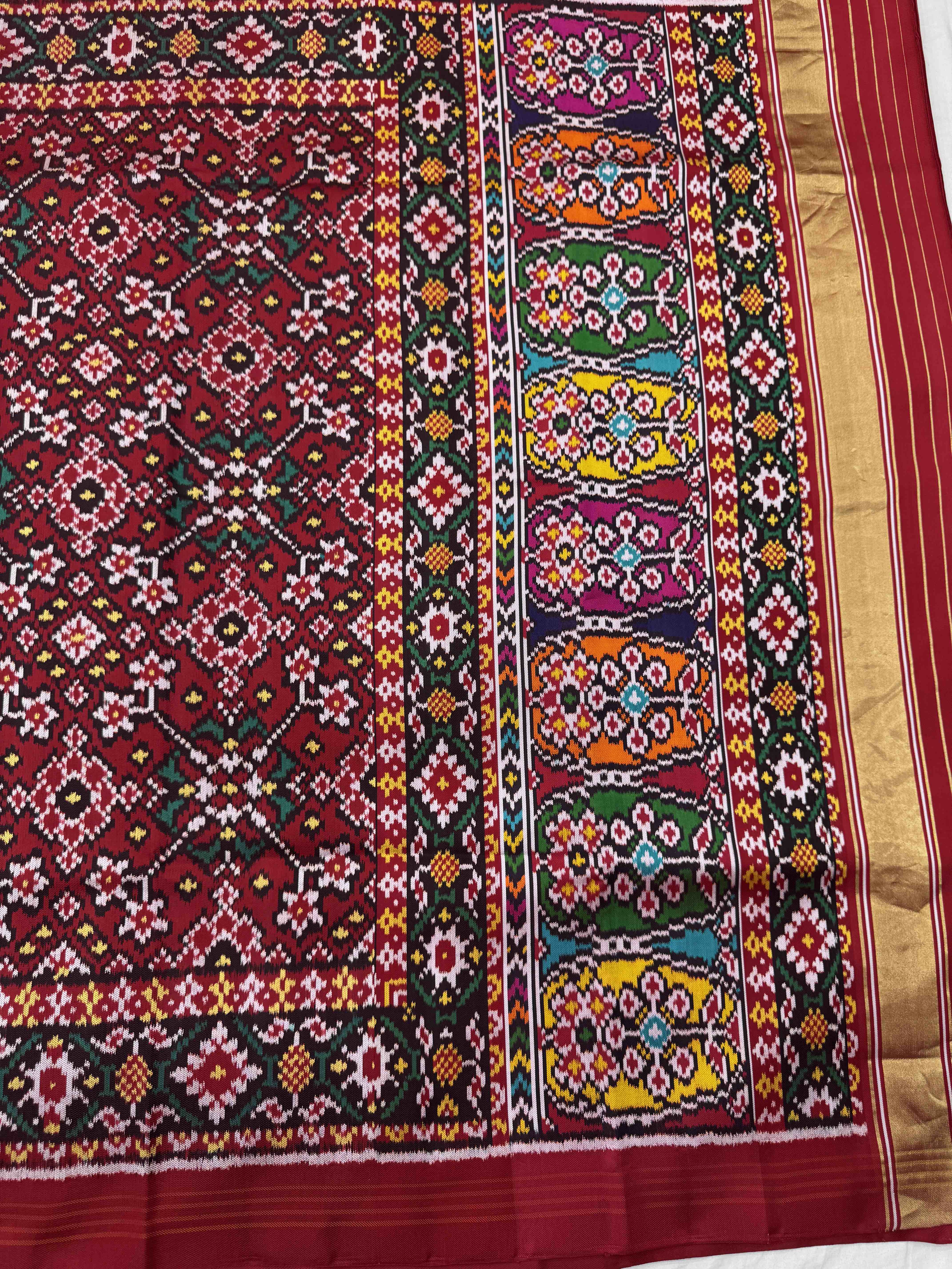 Red Navratan Twill Patola Saree