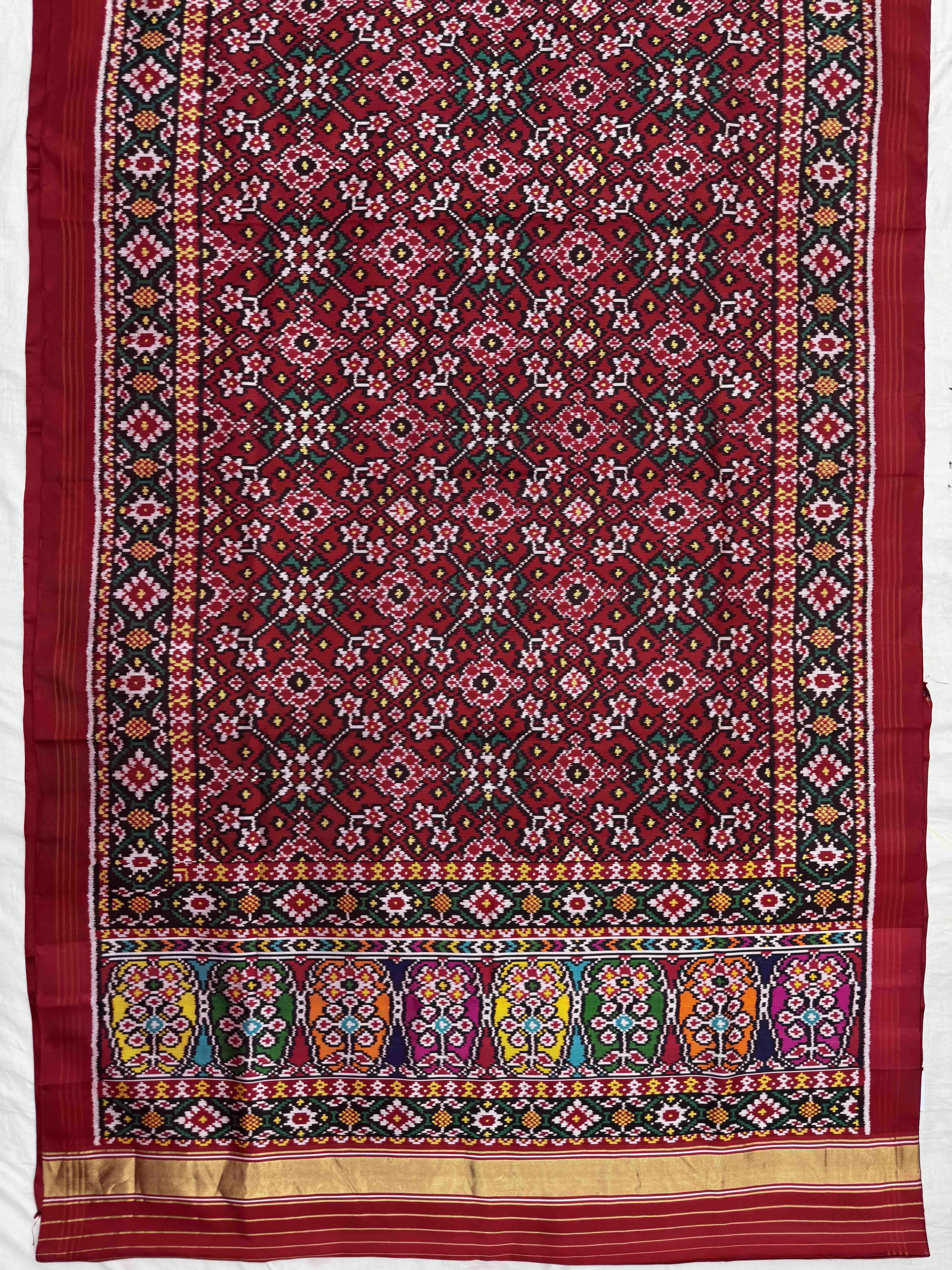Red Navratan Twill Patola Saree