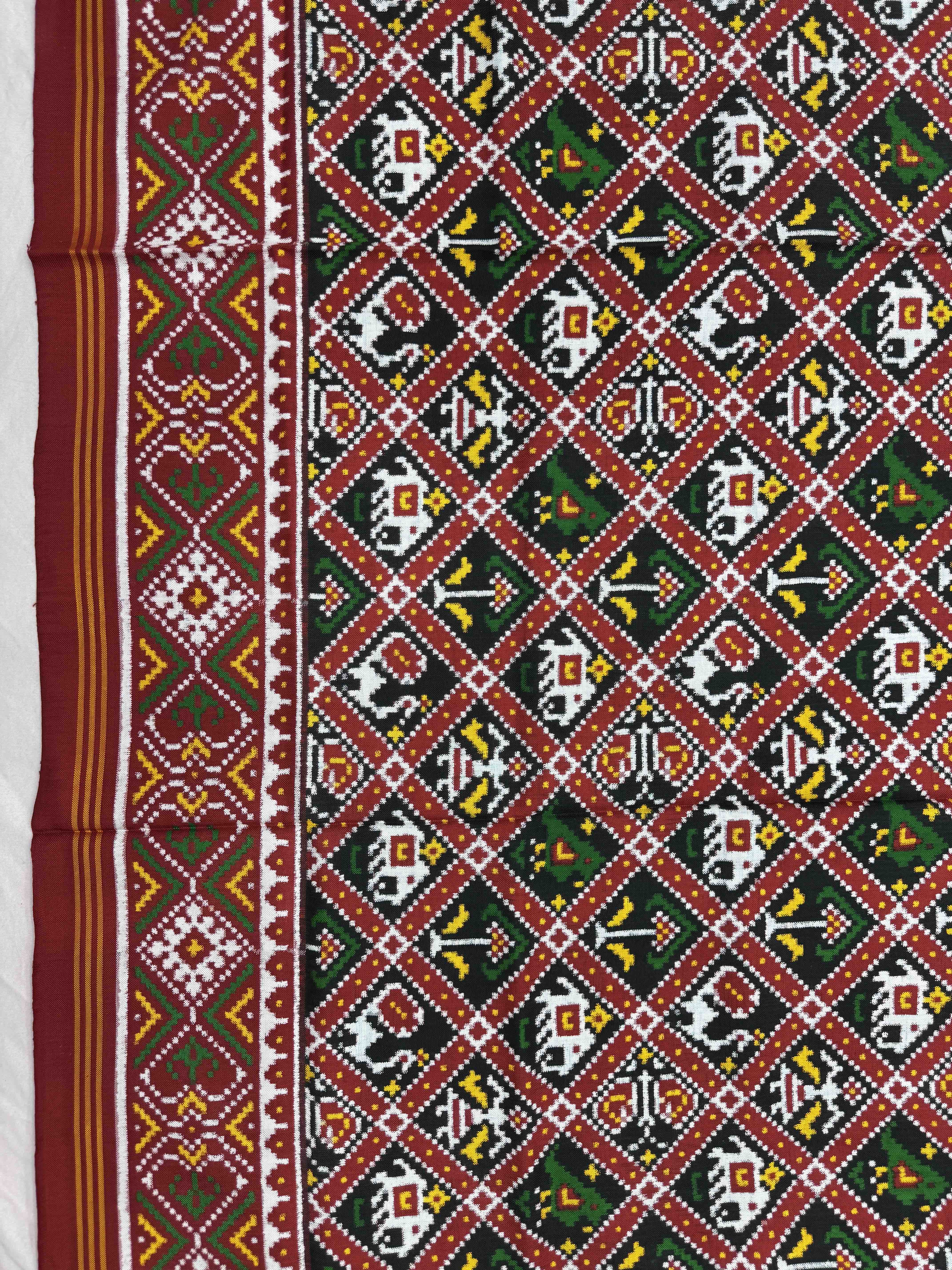 Red & Black Small Narikunj Double Ikat Patan Patola Saree