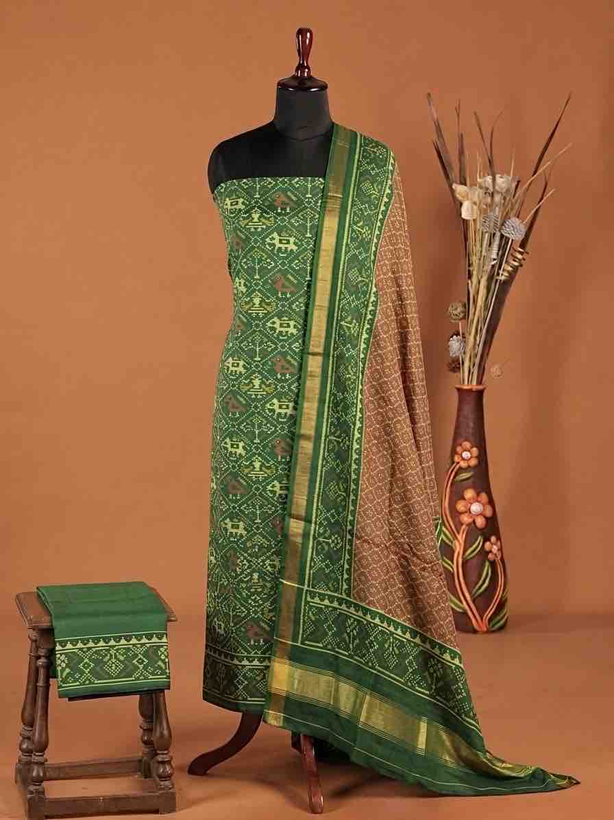 Green & Rust Narikunj with Booty Patola Dress