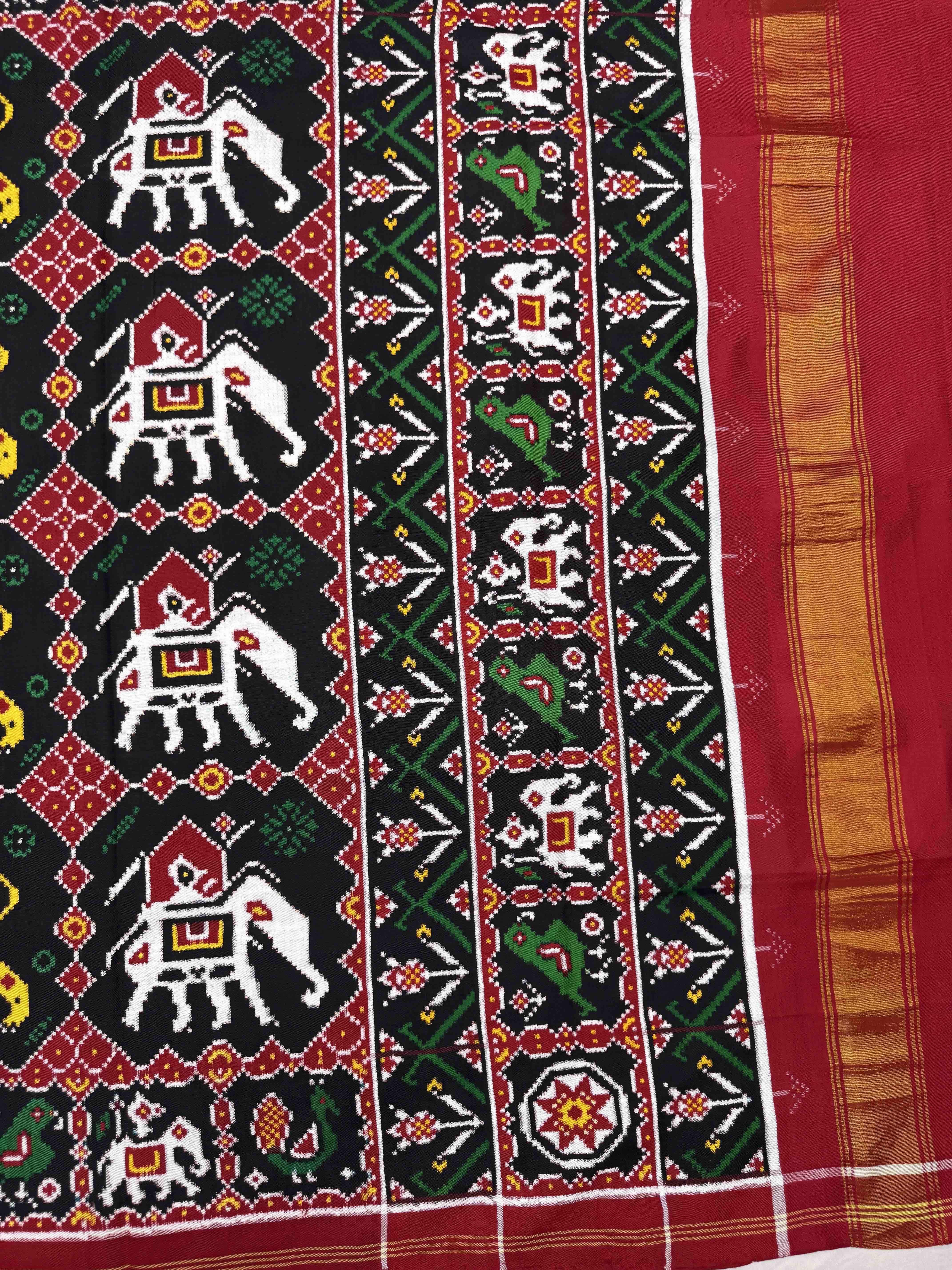 Red & Black Haathi Vaag Double Ikat Patan Patola Saree