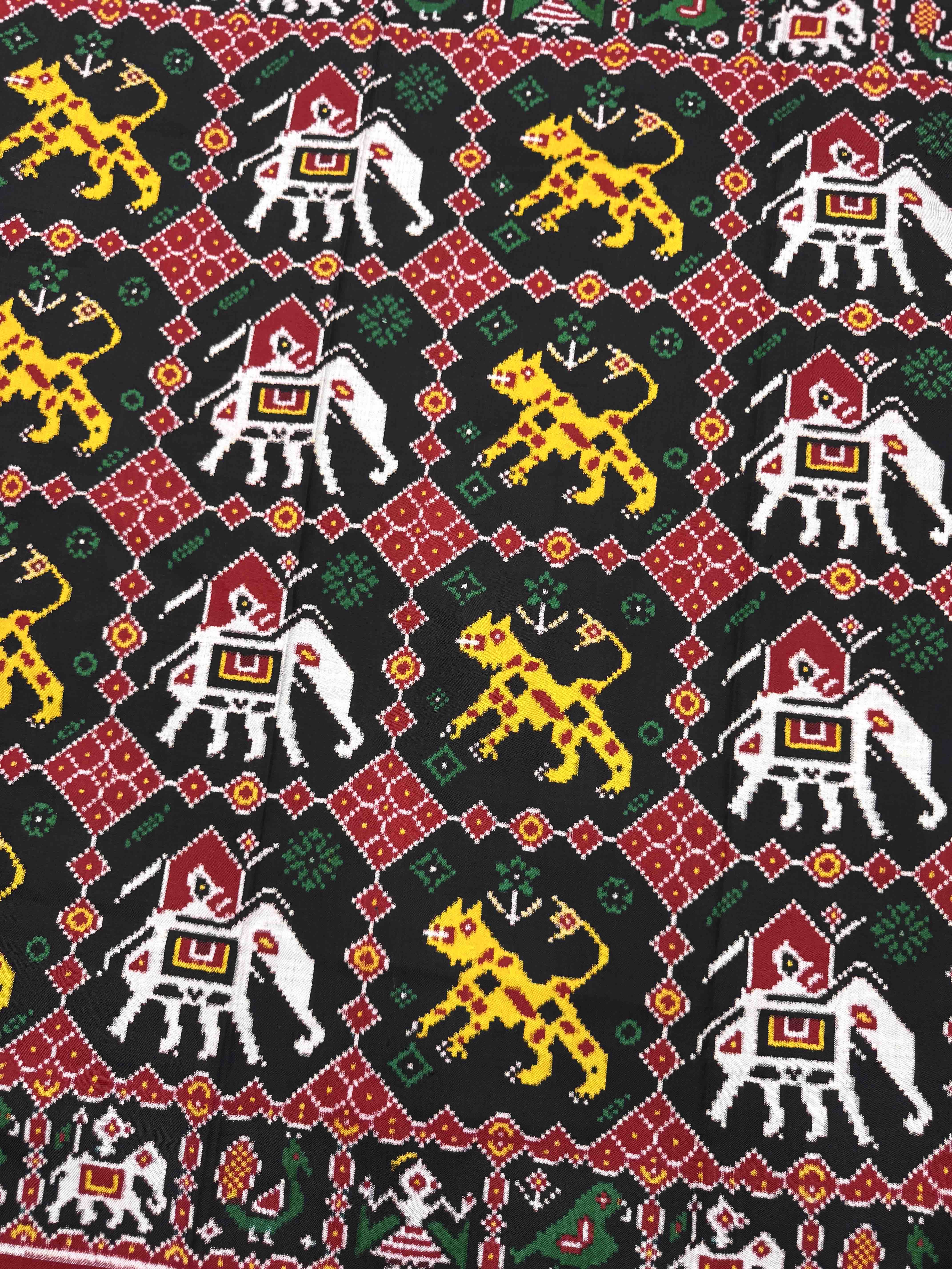 Red & Black Haathi Vaag Double Ikat Patan Patola Saree