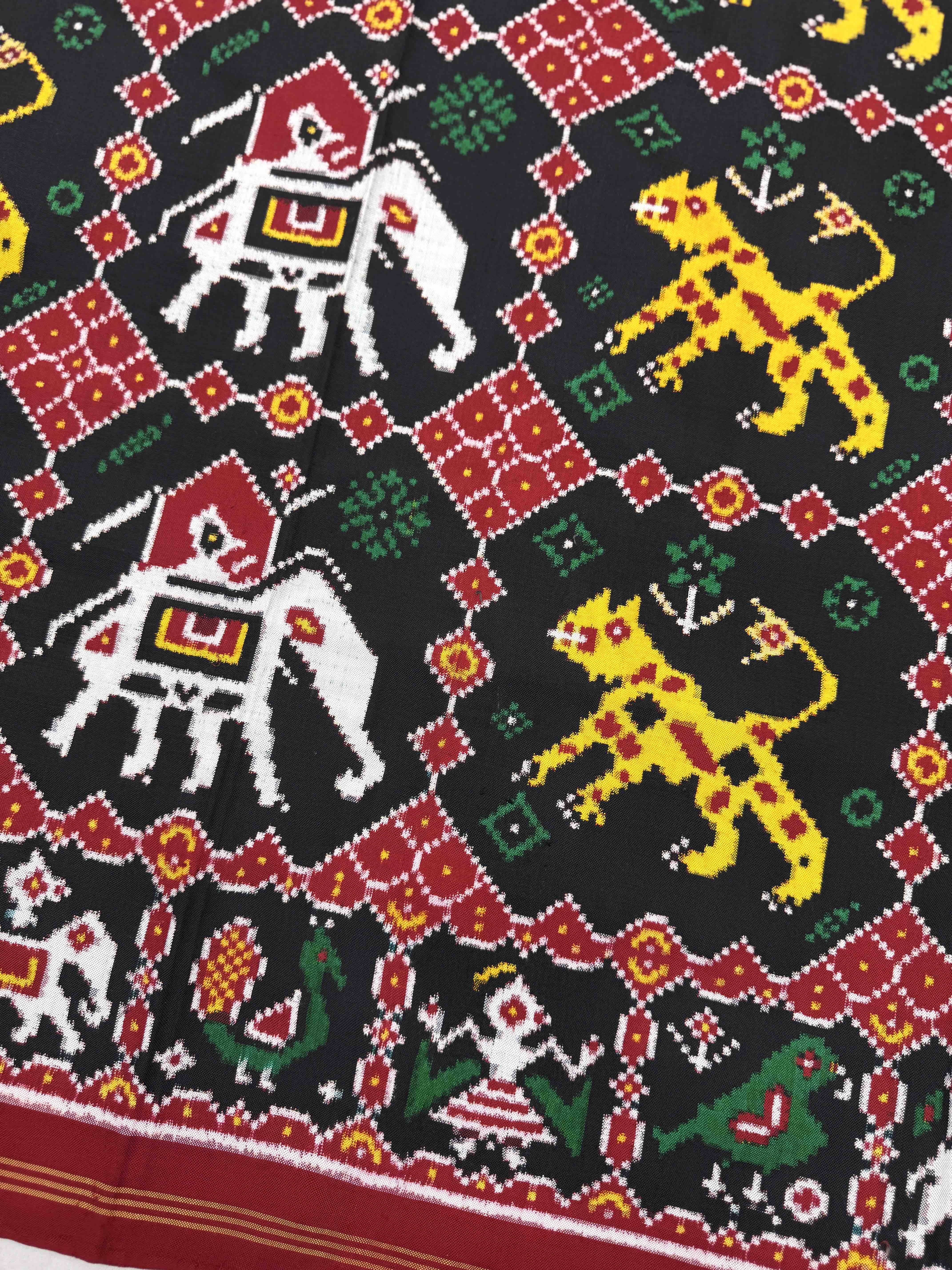 Red & Black Haathi Vaag Double Ikat Patan Patola Saree