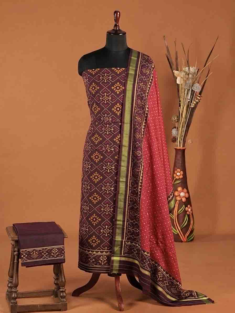 Maroon & Red Panchanda with Doted Patola Dress