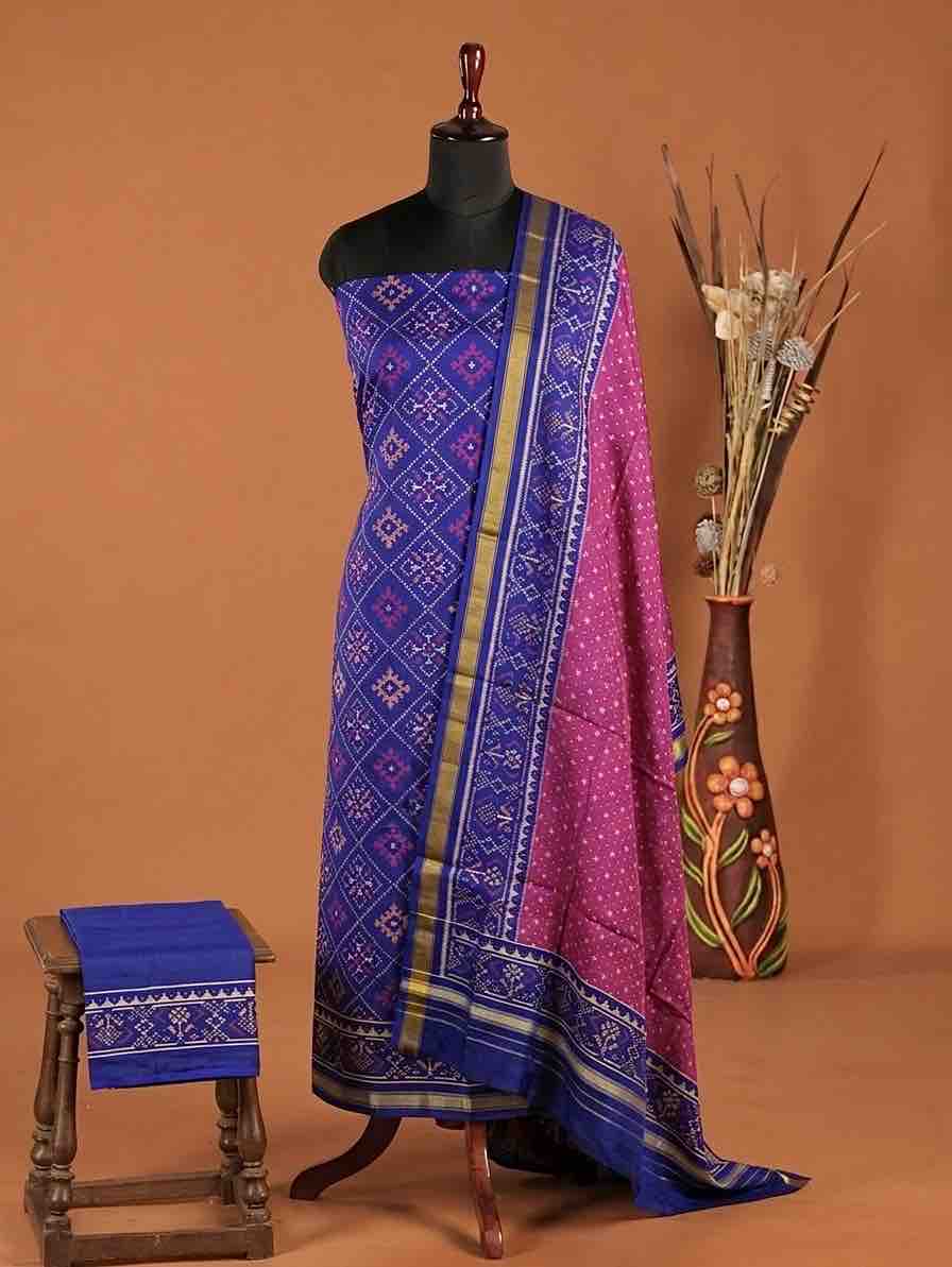 Blue & Purple Panchanda with Doted Patola Dress