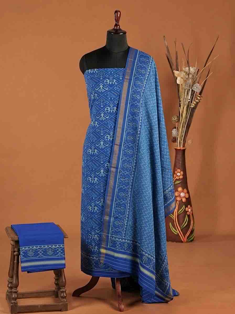 Sky Blue Narikunj with Zig zag Linging Patola Dress