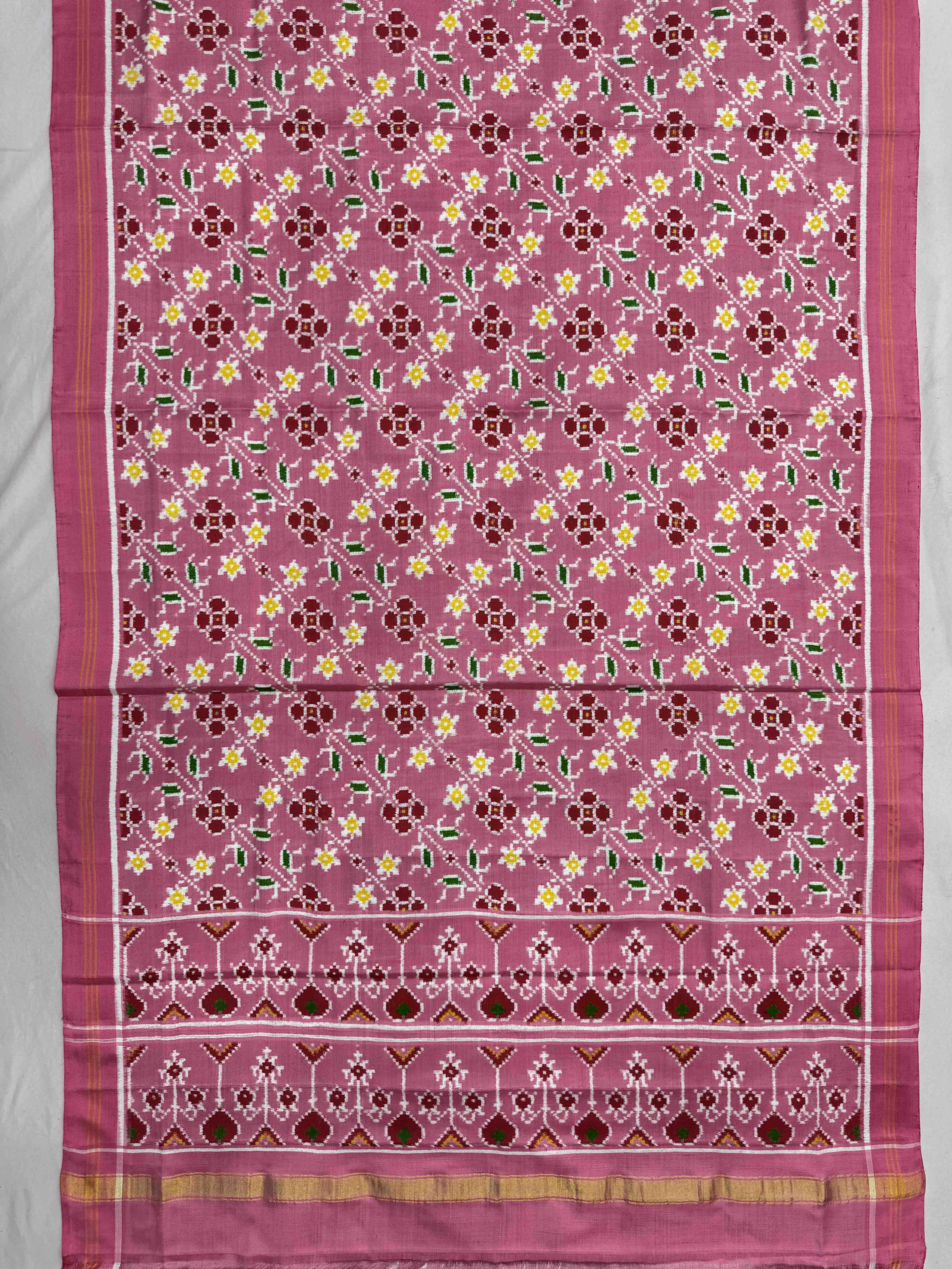 Light Pink Navratan Elephant Double Ikat Patan Patola Saree