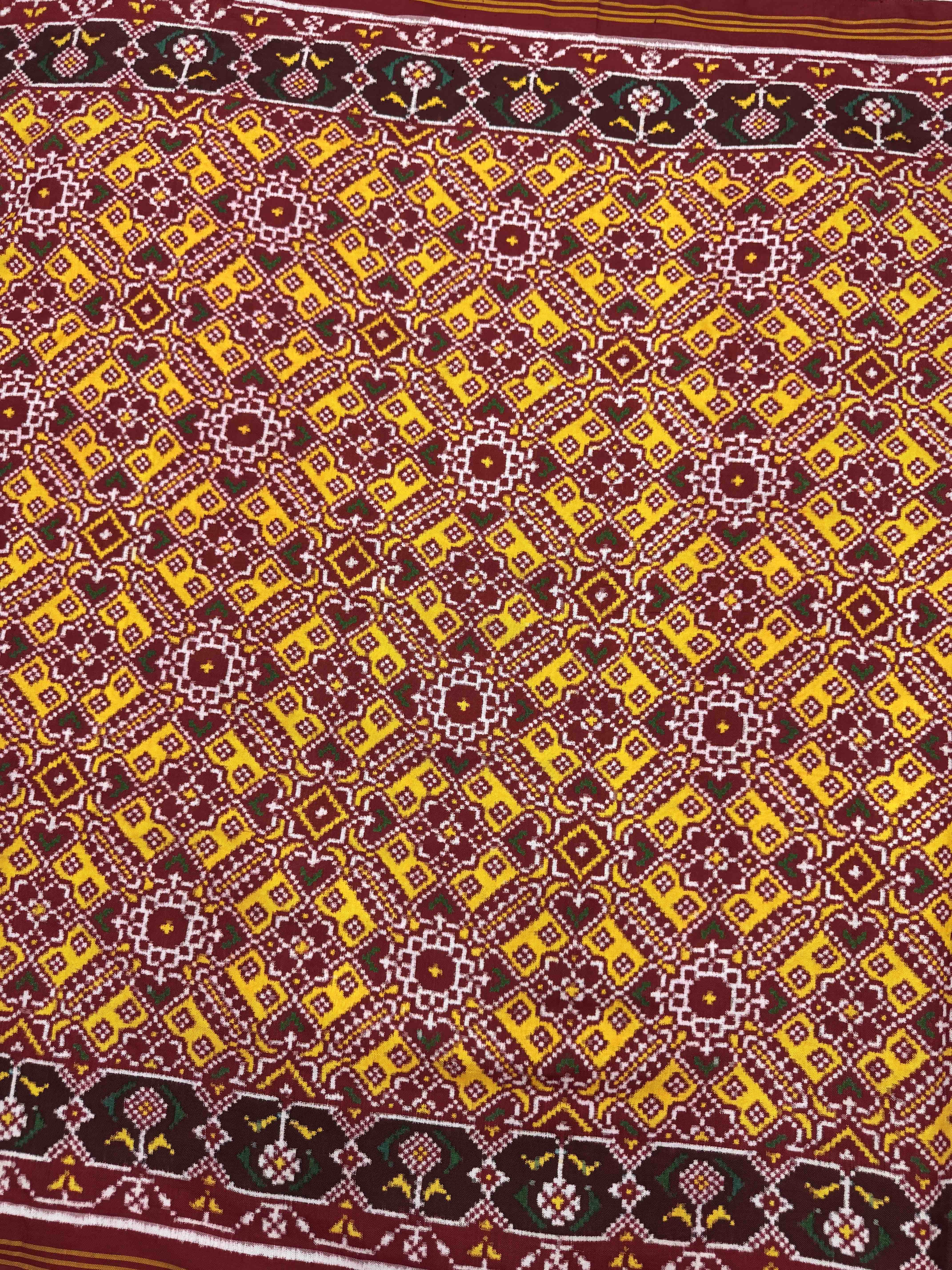 Red & Yellow Manekchowk Double Ikat Patan Patola Saree