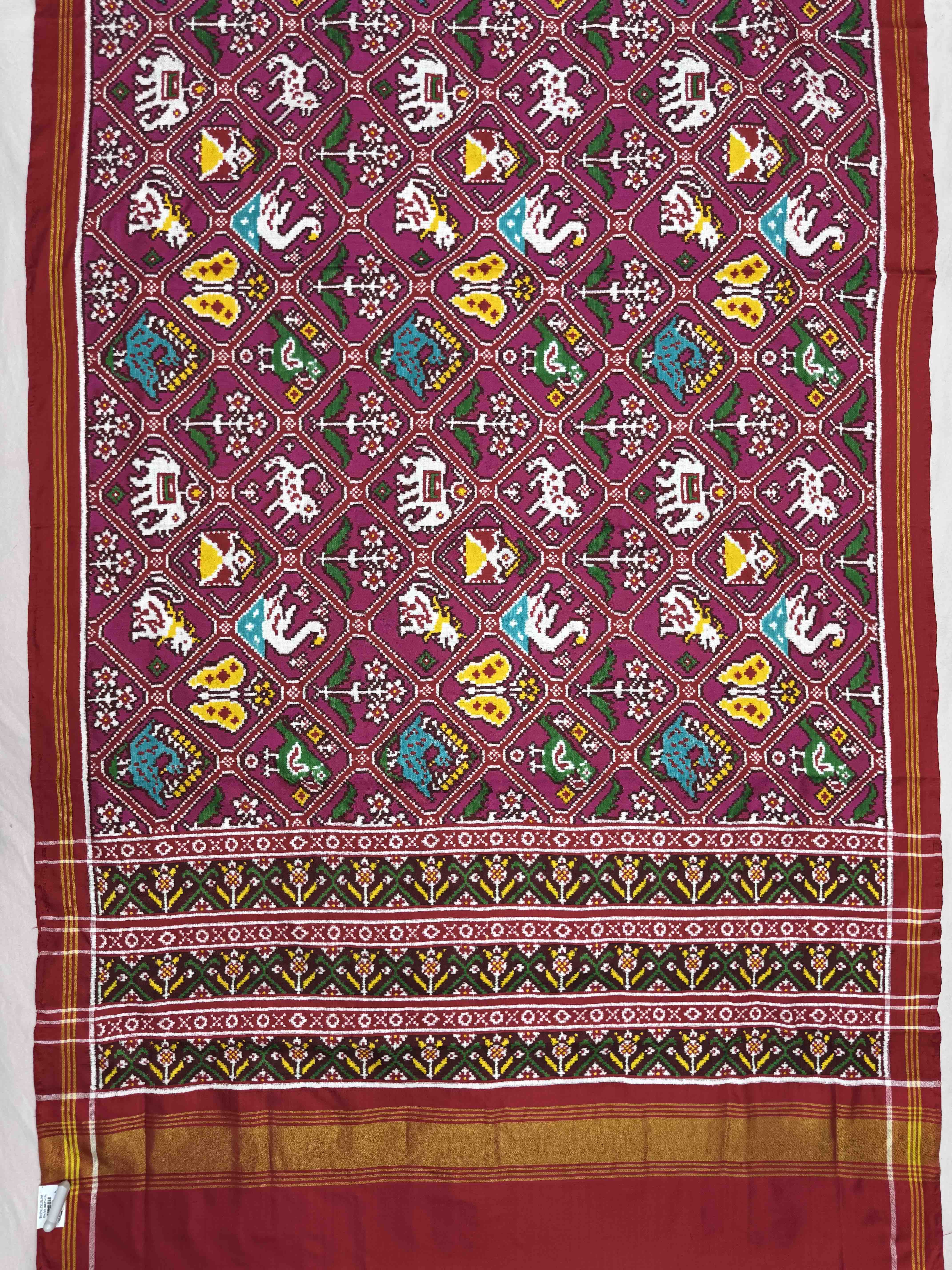 Red & Pink Narikunj Double Ikat Patan Patola Saree