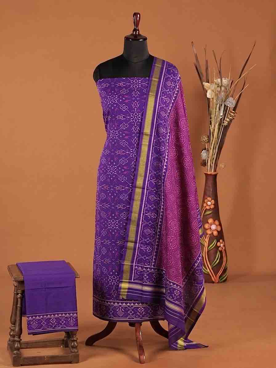 Purple & Pink Chhabdi with Fancy Circle Design Patola Dress