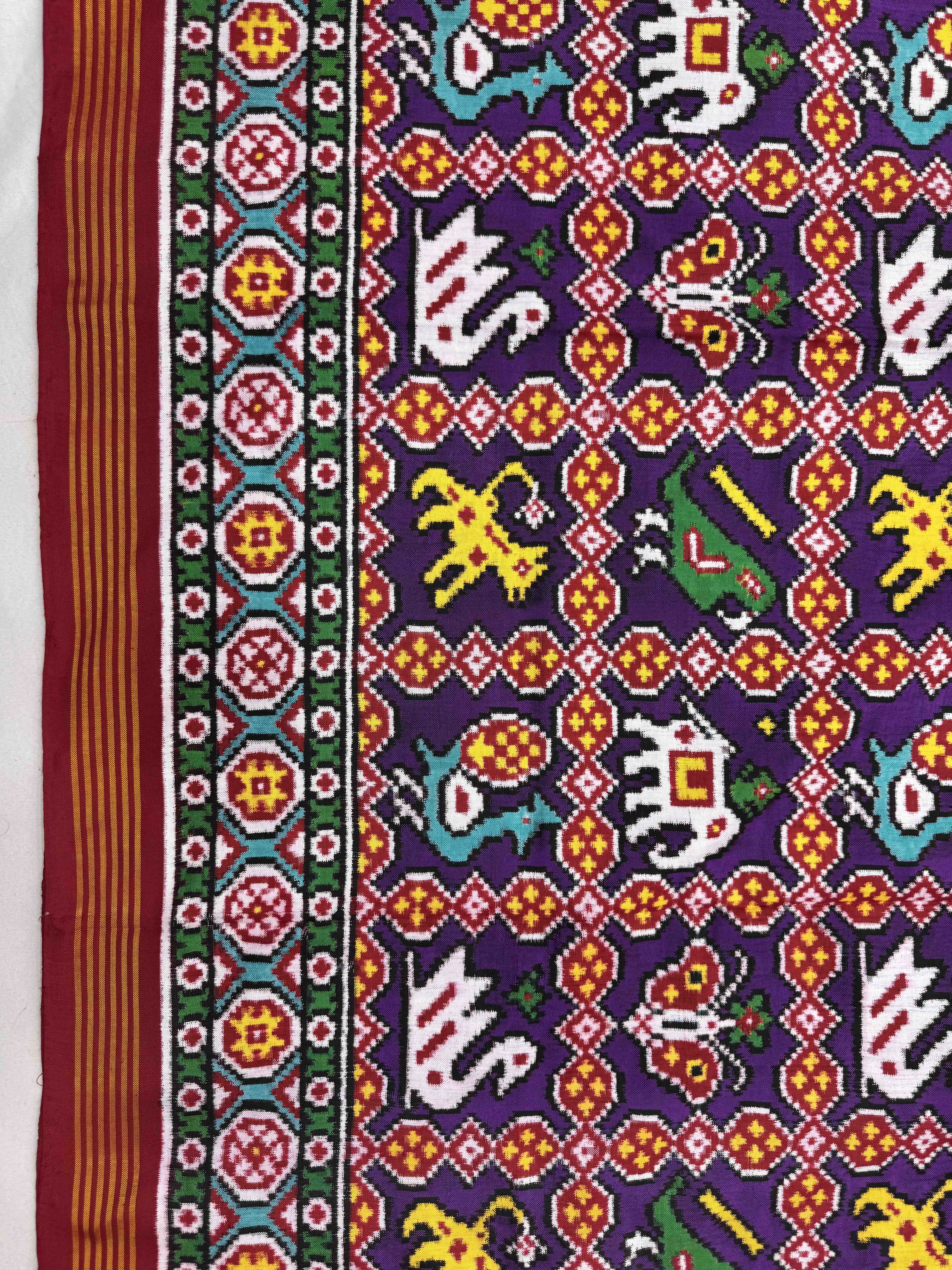 Red & Purple Narikunj Double Ikat Patan Patola Saree
