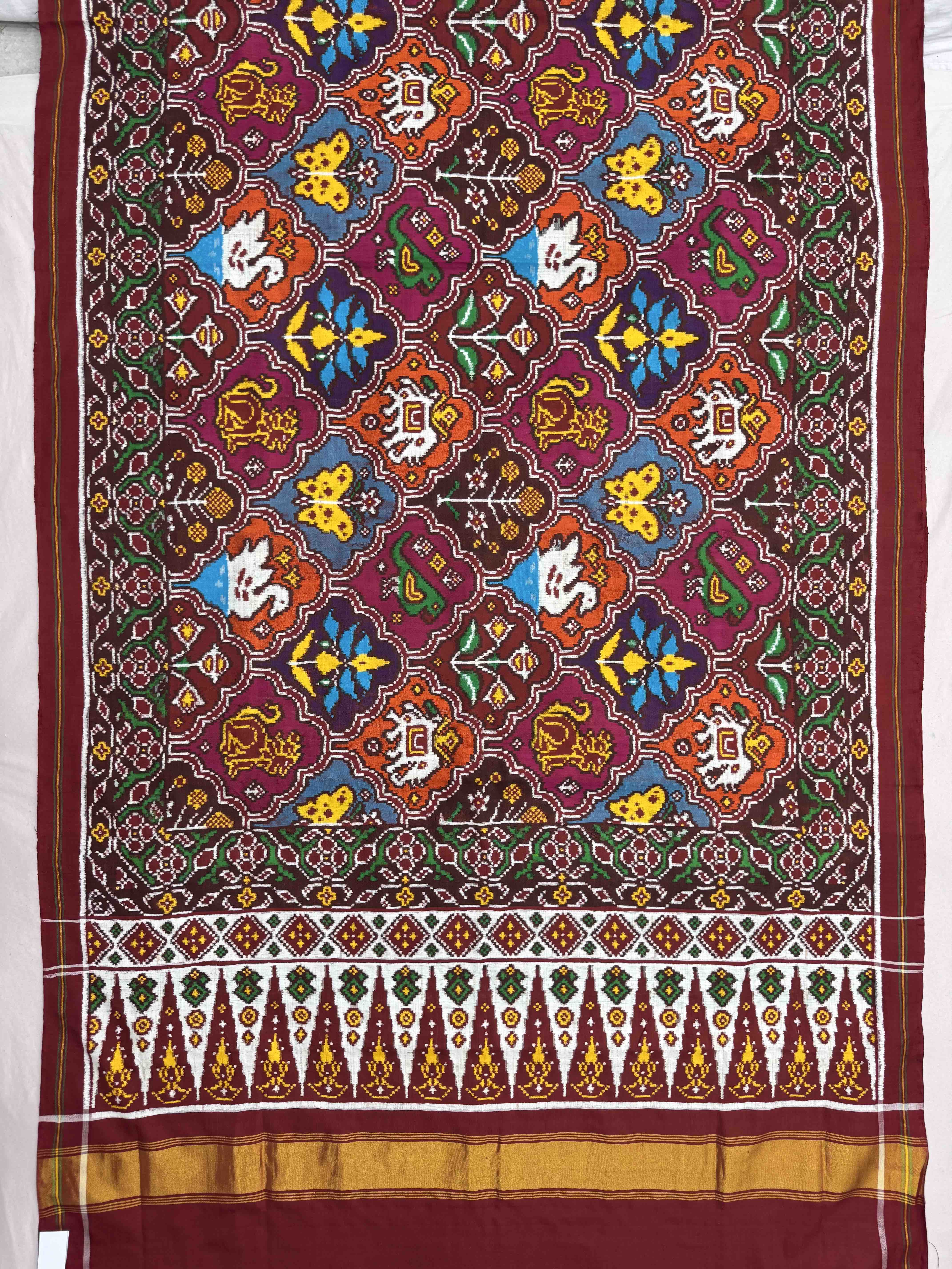 Red & Multicolor Narikunj Flower Double Ikat Patan Patola Saree