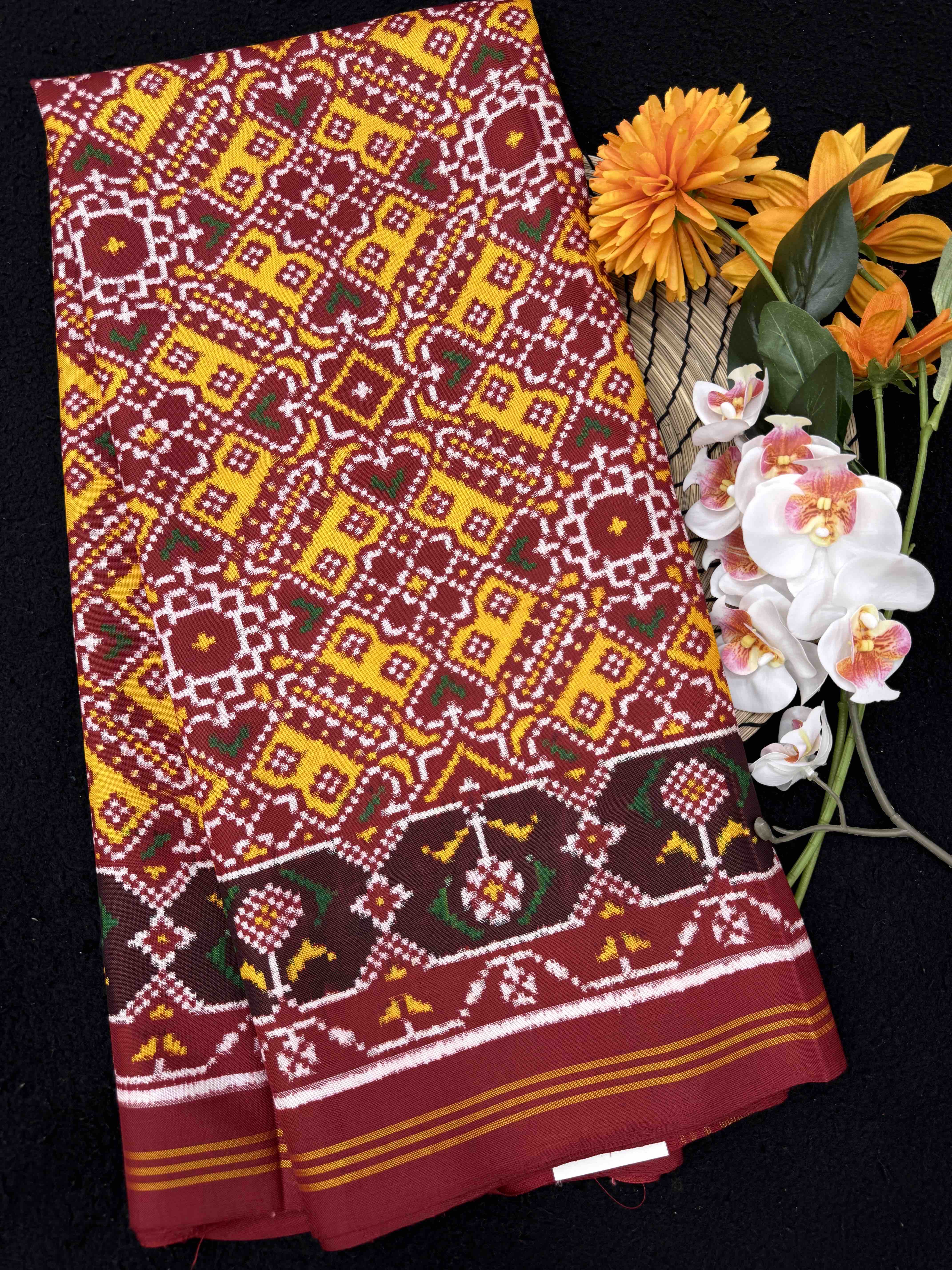 Red & Yellow Manekchowk Double Ikat Patan Patola Saree