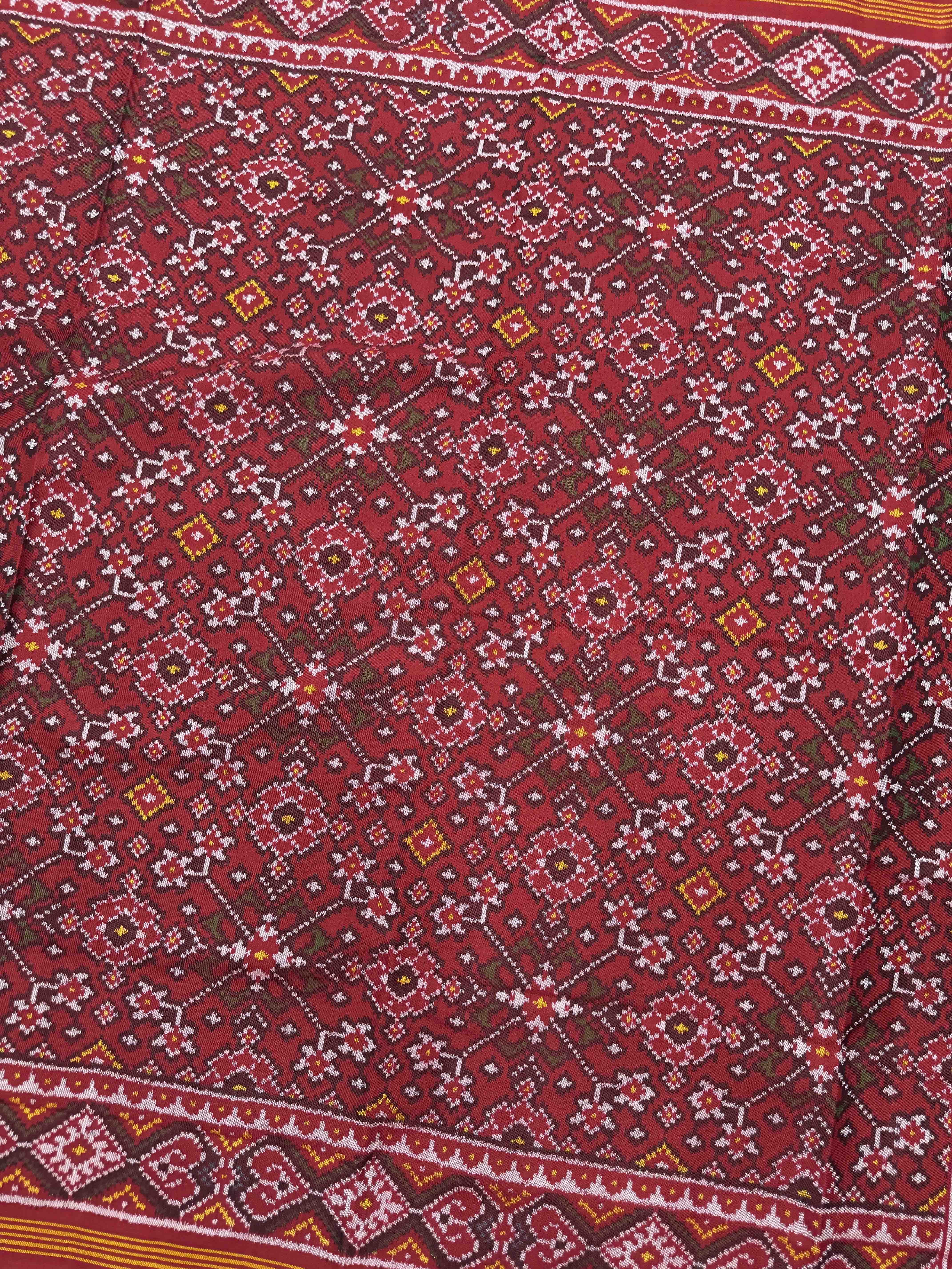 Red Navratan Single Ikat Patan Patola Saree