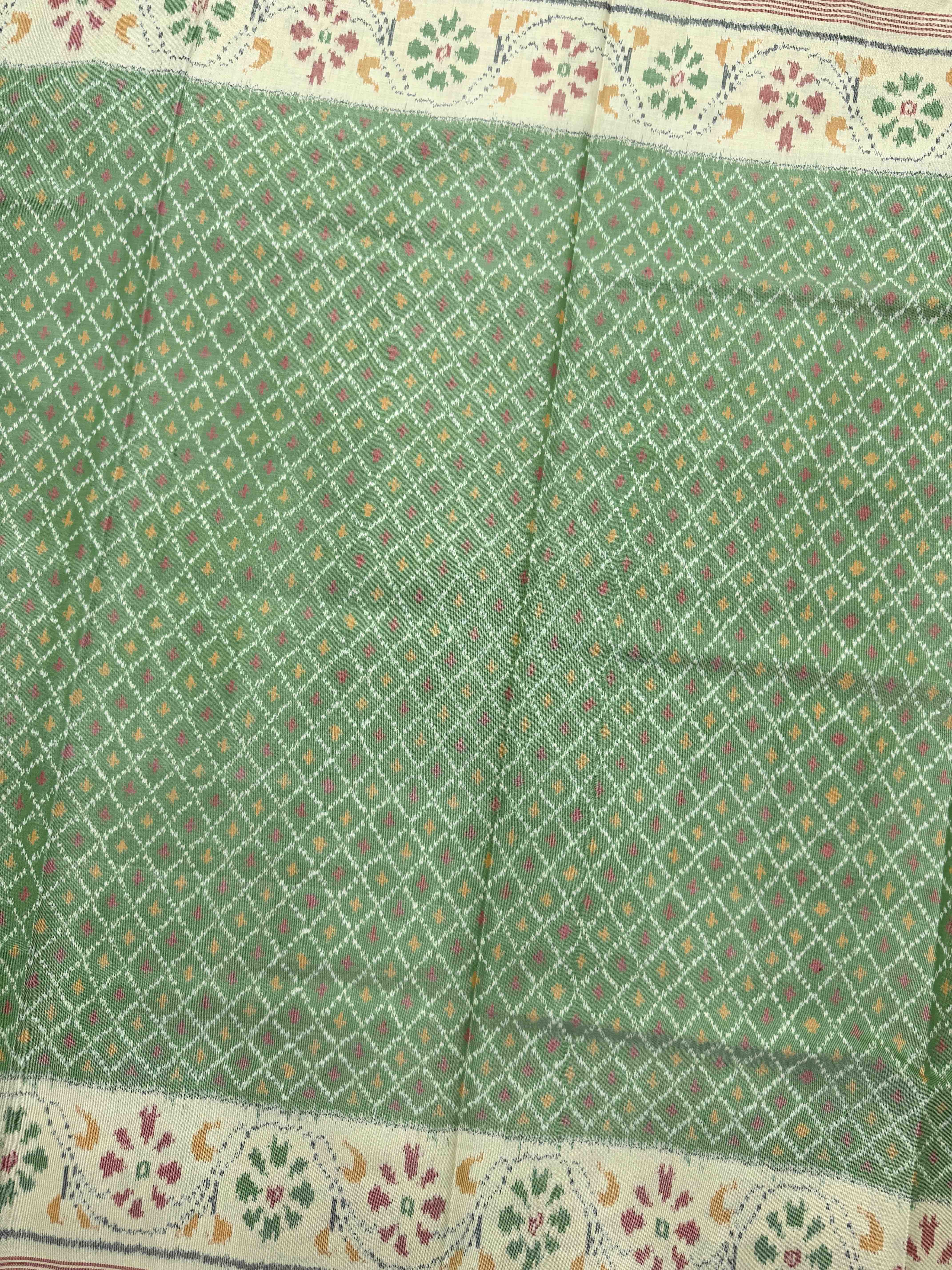 Yellowish & Light Green Booty Single Ikat Patan Patola Saree