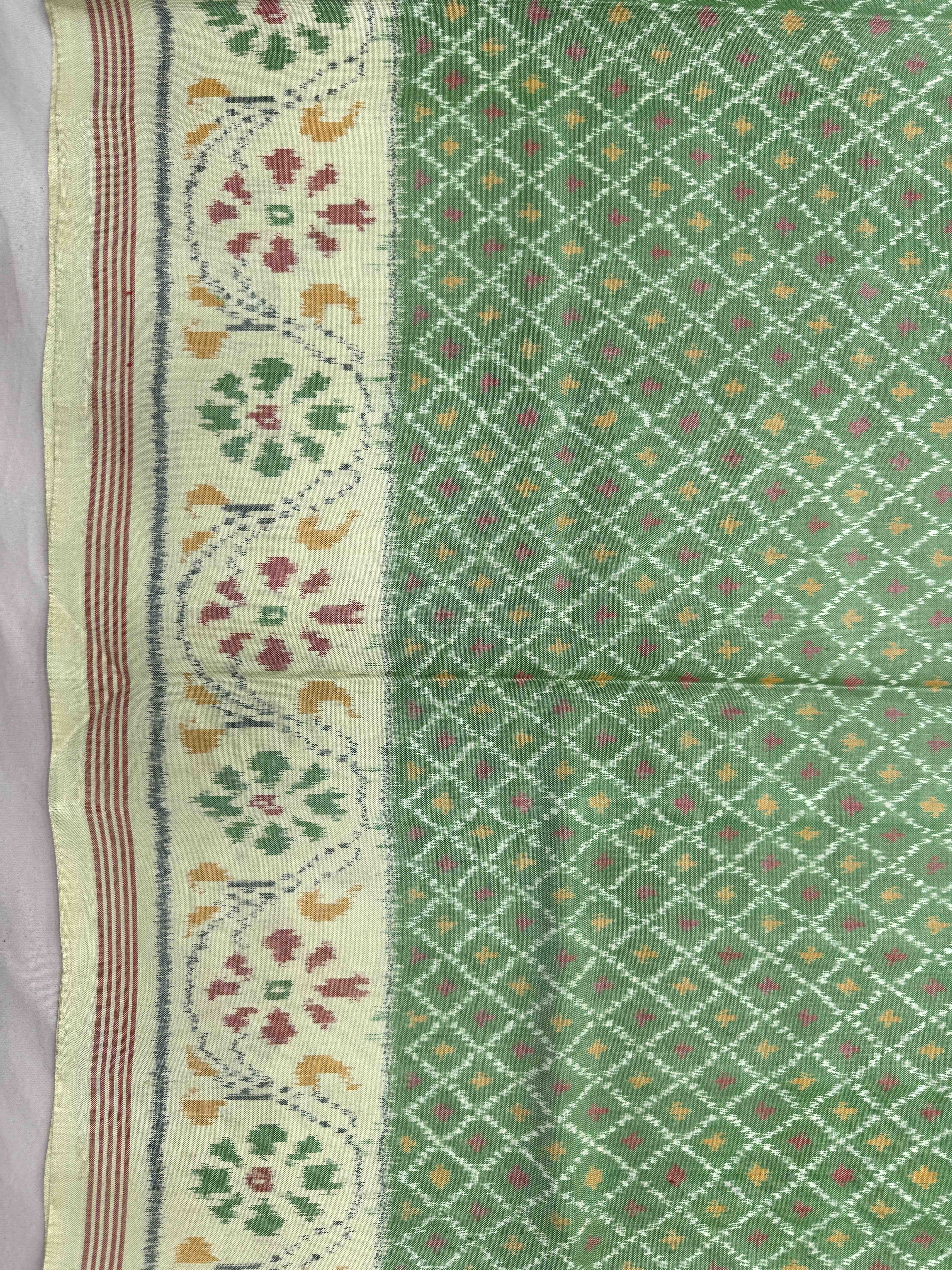 Yellowish & Light Green Booty Single Ikat Patan Patola Saree