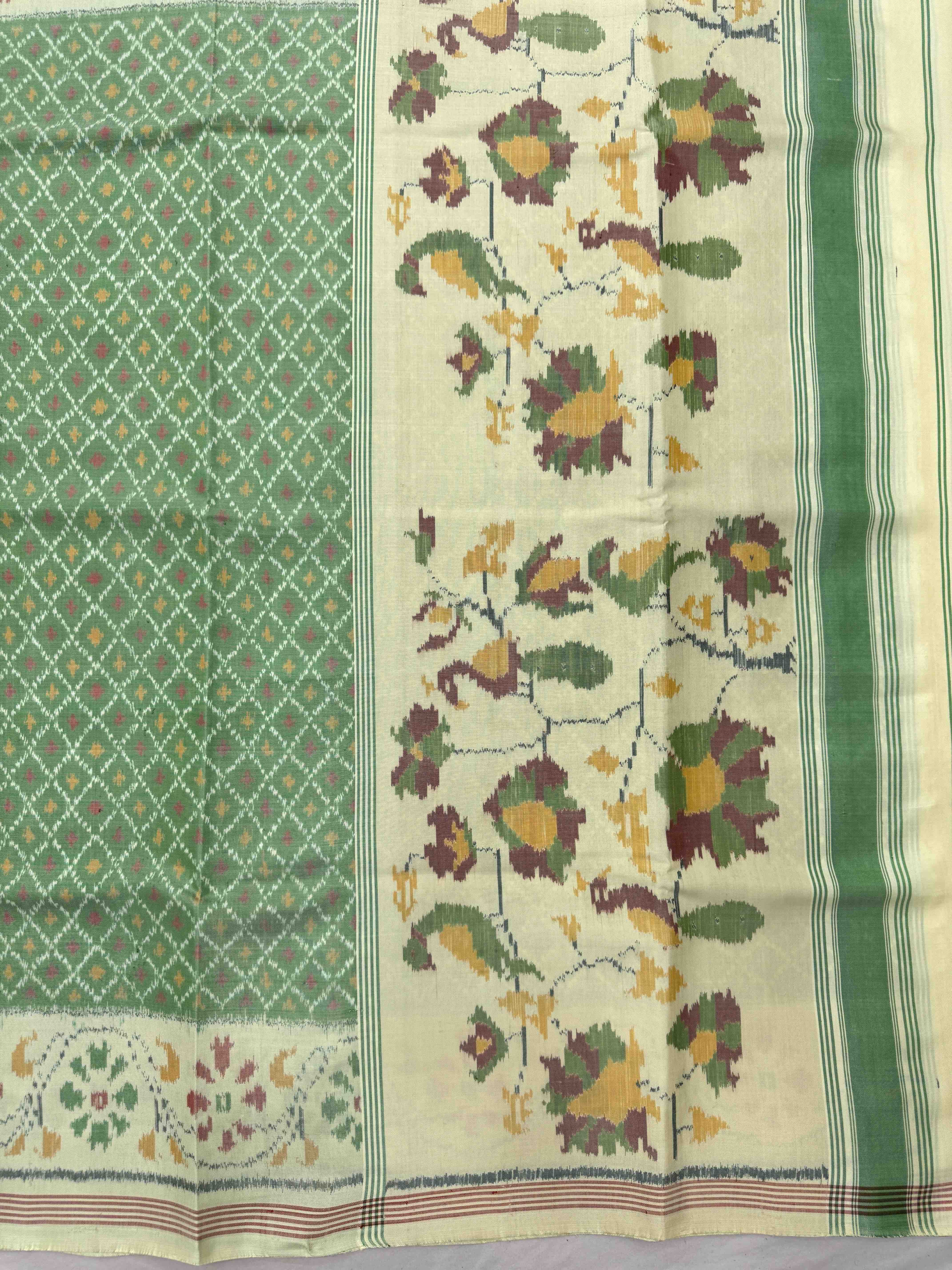 Yellowish & Light Green Booty Single Ikat Patan Patola Saree