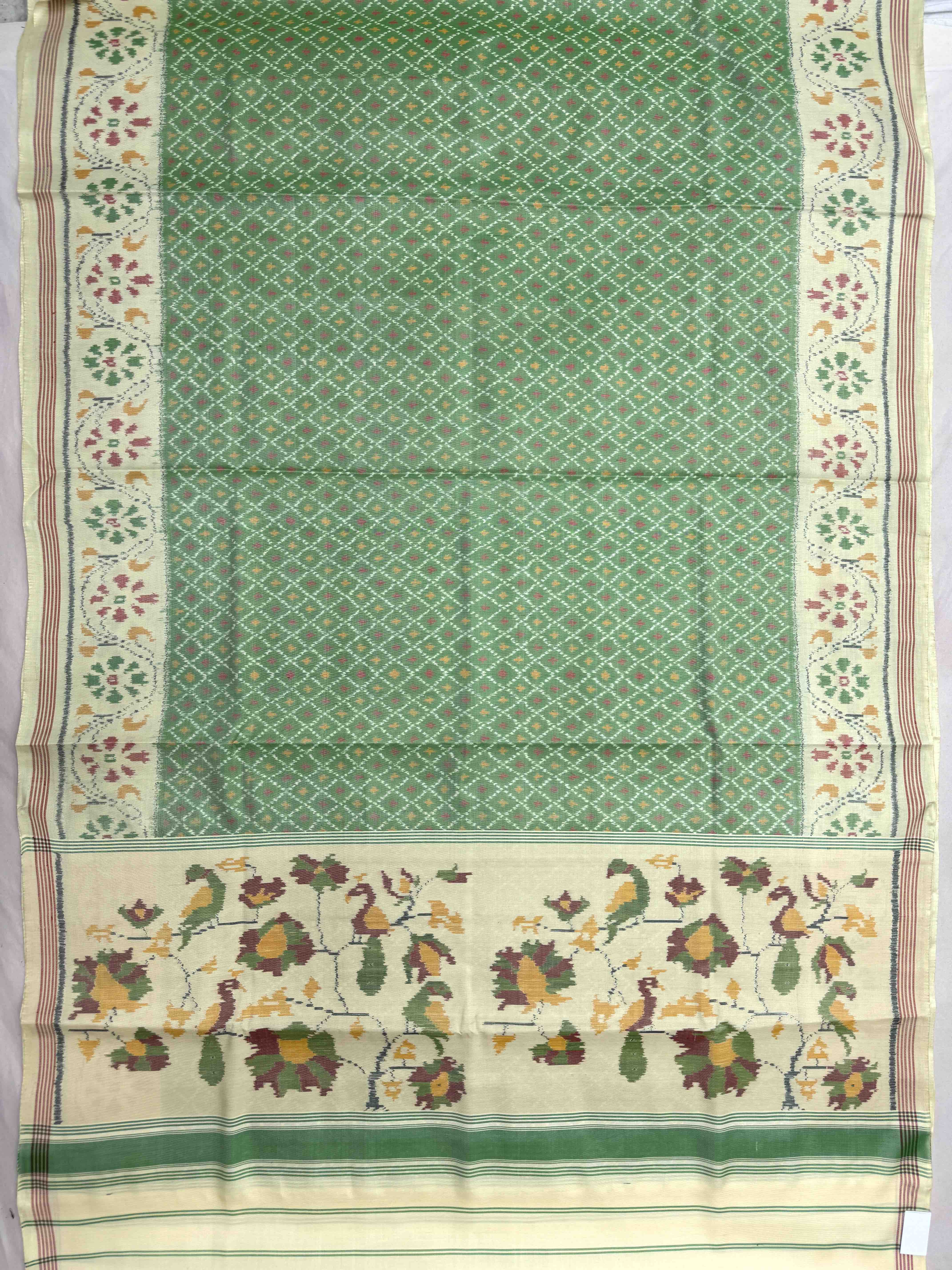 Yellowish & Light Green Booty Single Ikat Patan Patola Saree